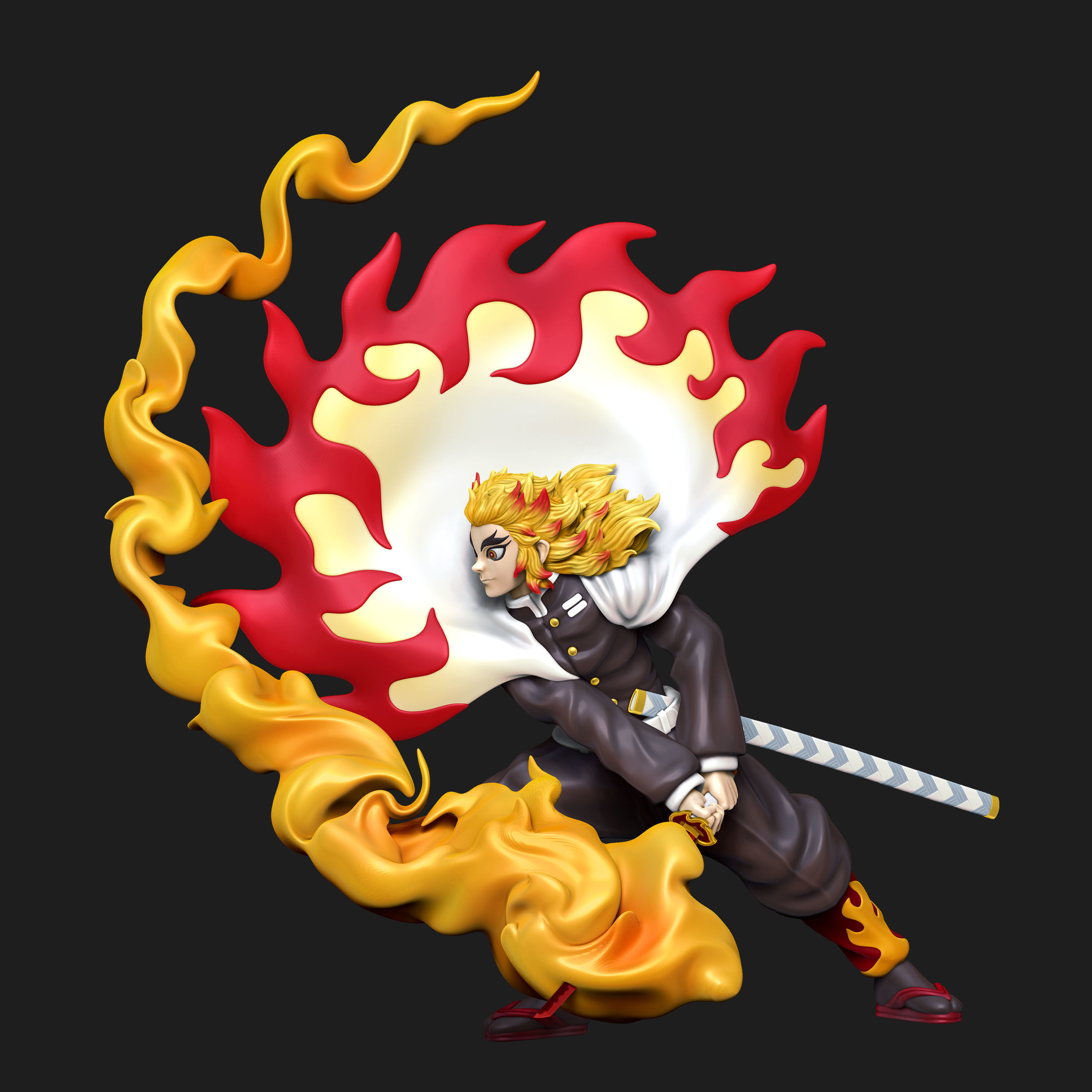 Rengoku Kimetsu No Yaiba Anime Statue 3d Printable Model 1 Images and