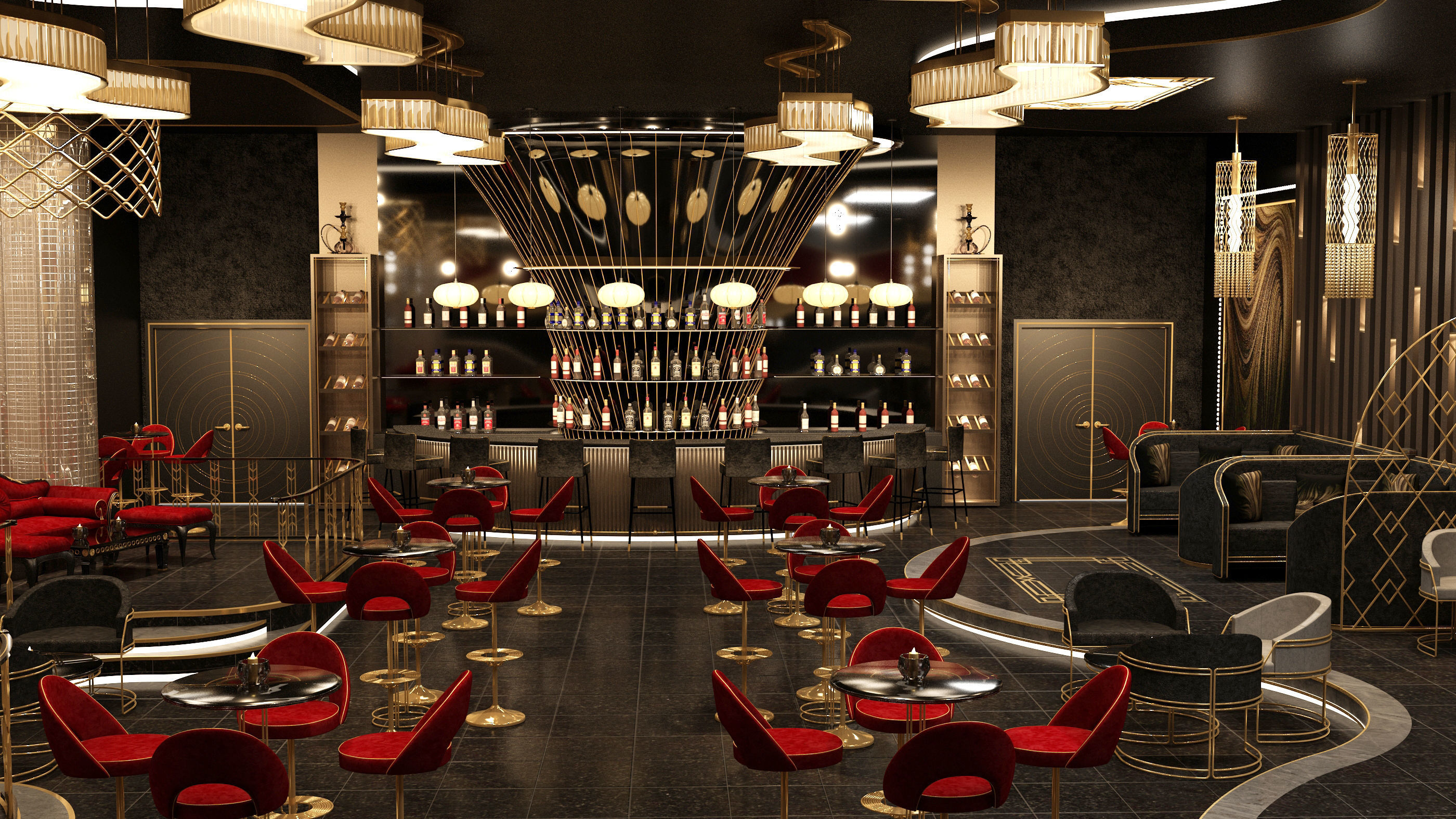 Luxury nightclub bar interior design 3D model | CGTrader