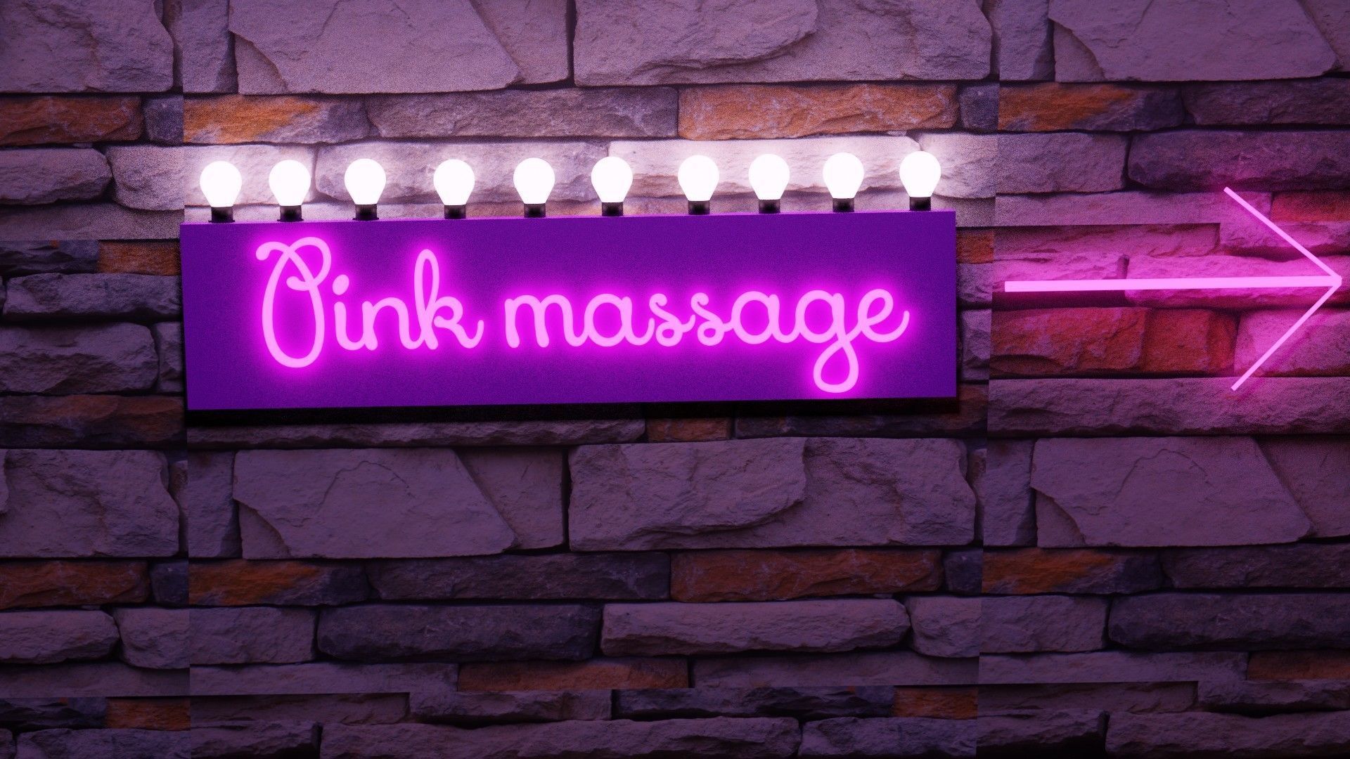 Pink massage neon sign free 3D model | CGTrader