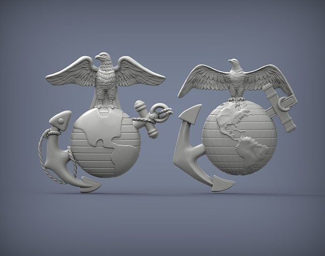 US Marine Corps Globe and Anchor Insignia Set 3D model 3D printable ...