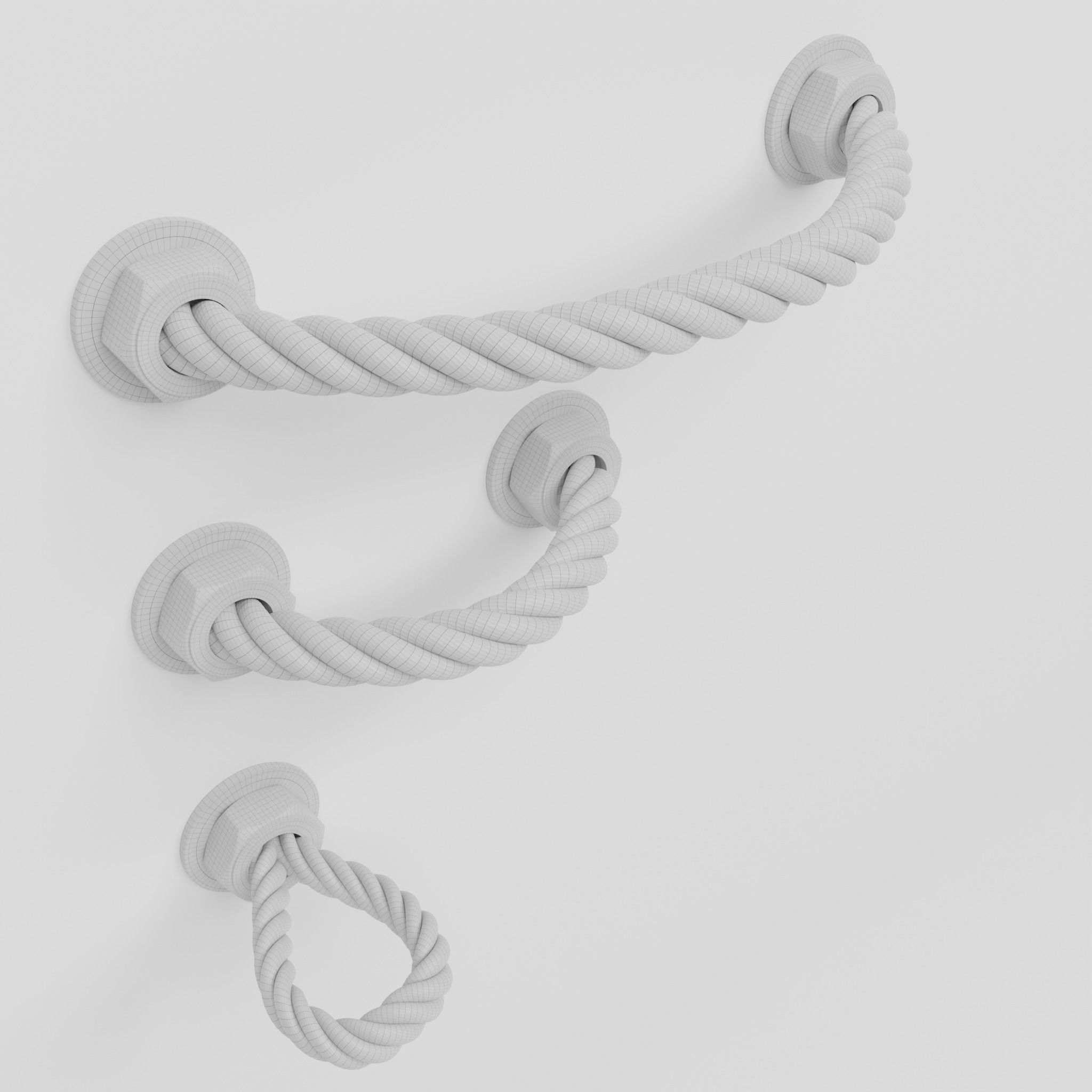 Rope Furniture Door Handle 3D model CGTrader