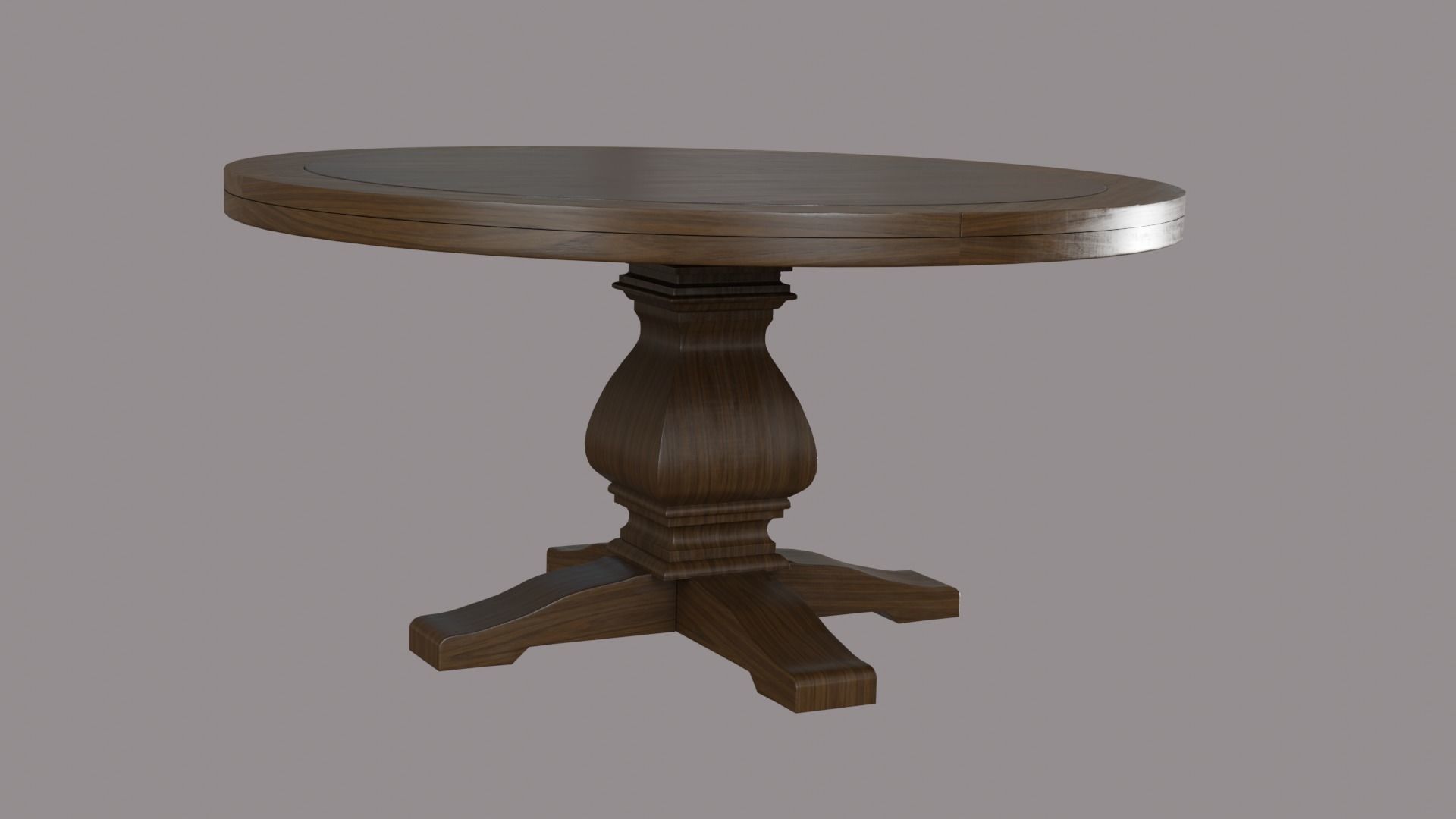 3D model Round Lisette Dining Table walnut wood VR / AR / lowpoly
