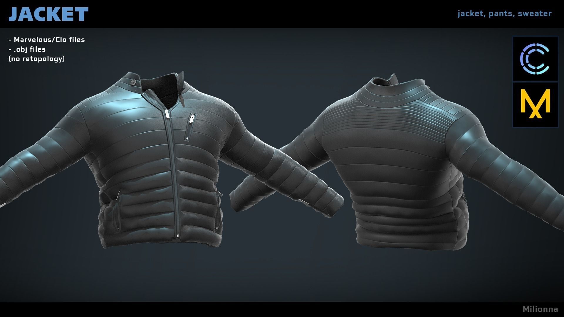 Jacket 3D model - marvelous designer 3D model | CGTrader