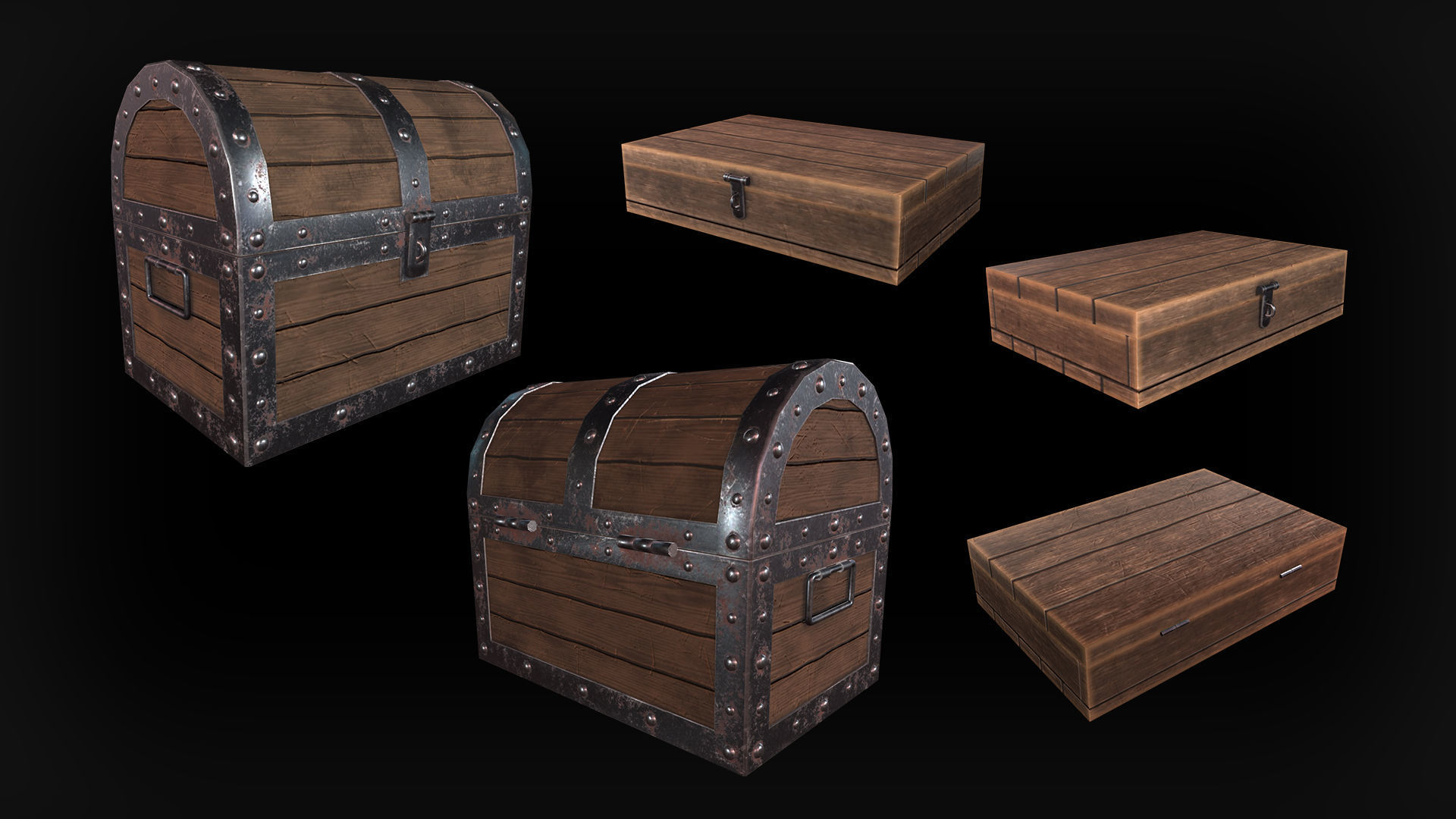 Wooden Chests free VR / AR / low-poly 3D model | CGTrader