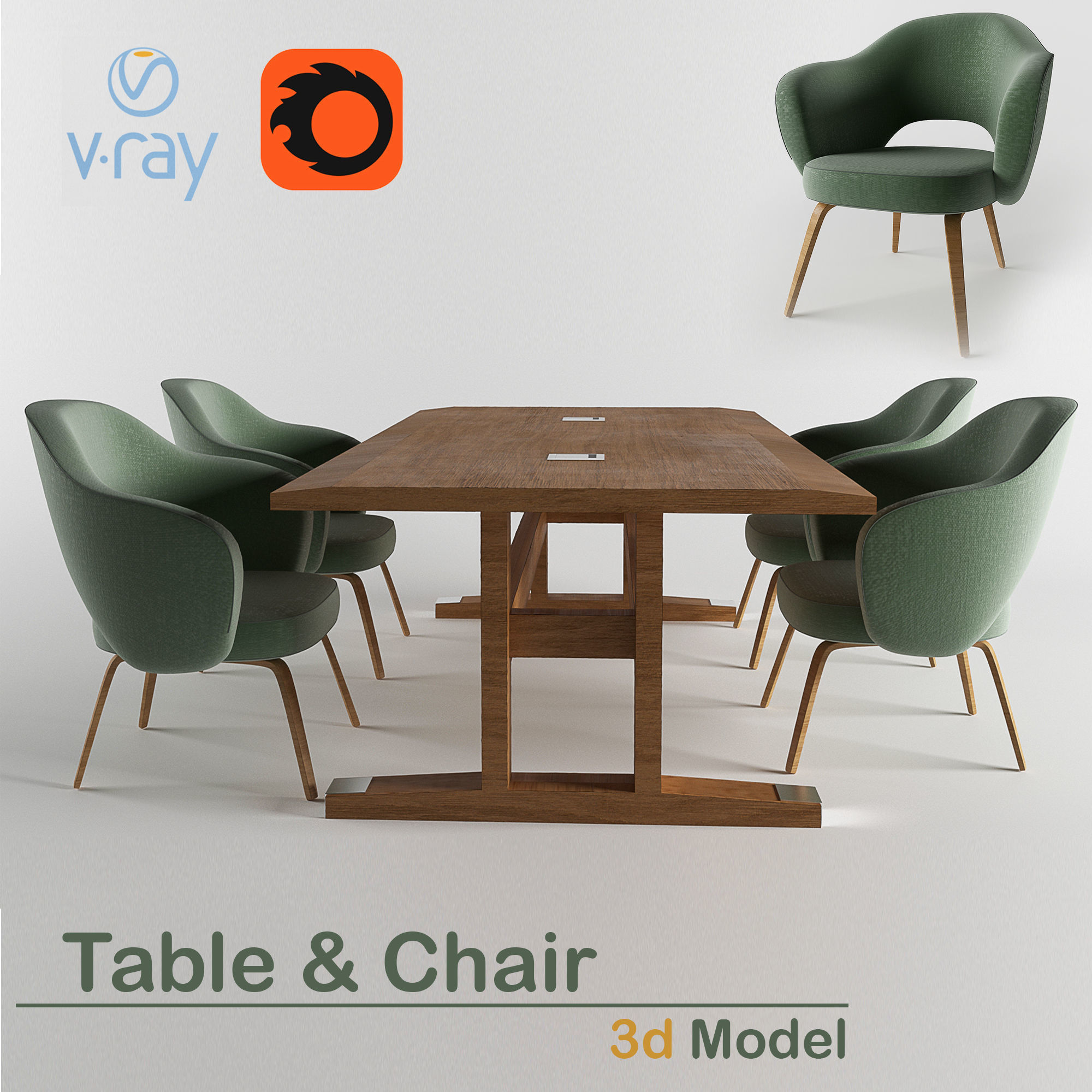 table and chair free 3D model CGTrader