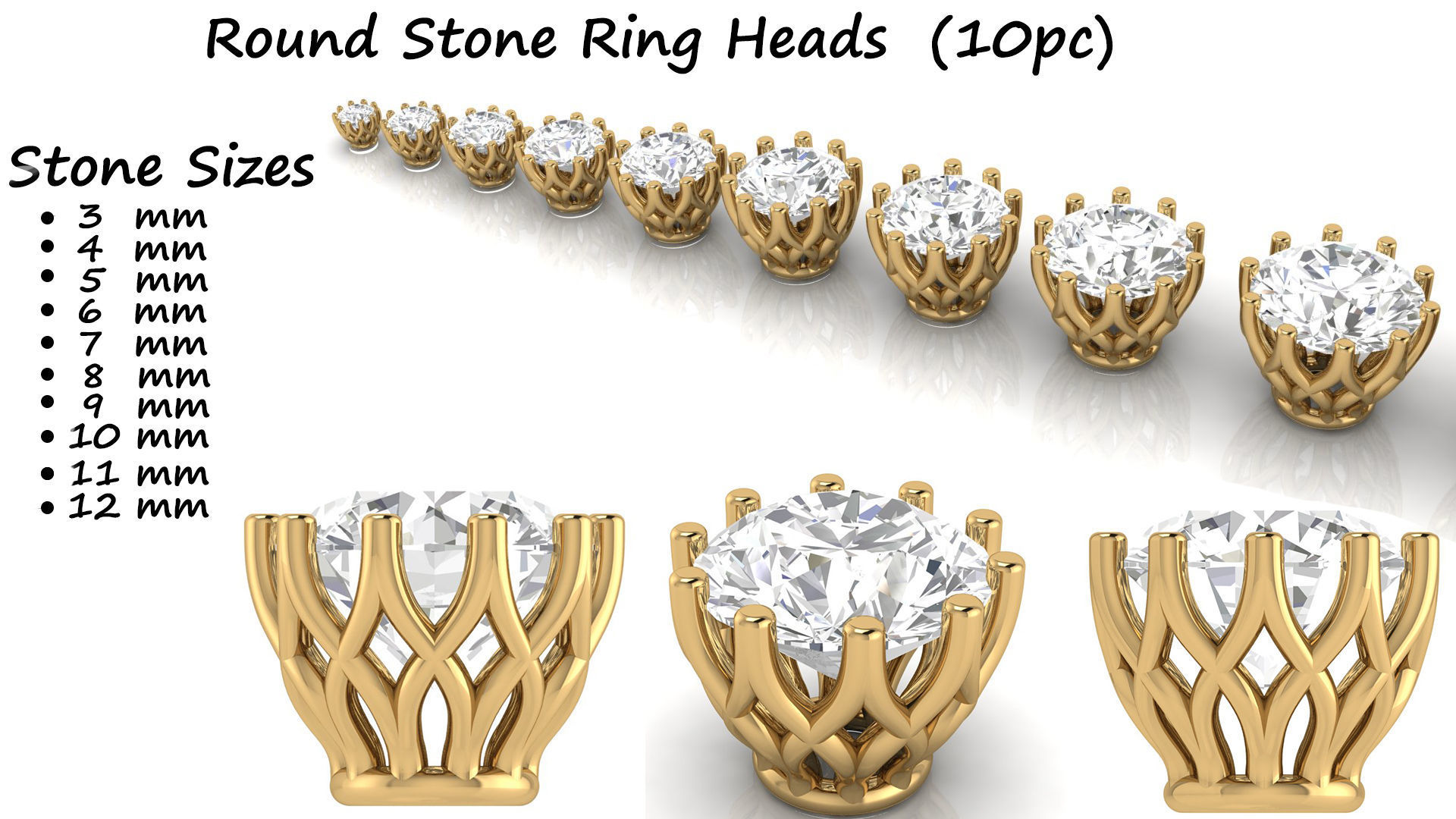 Ring Heads Type 2 10pc 3D print model CGTrader