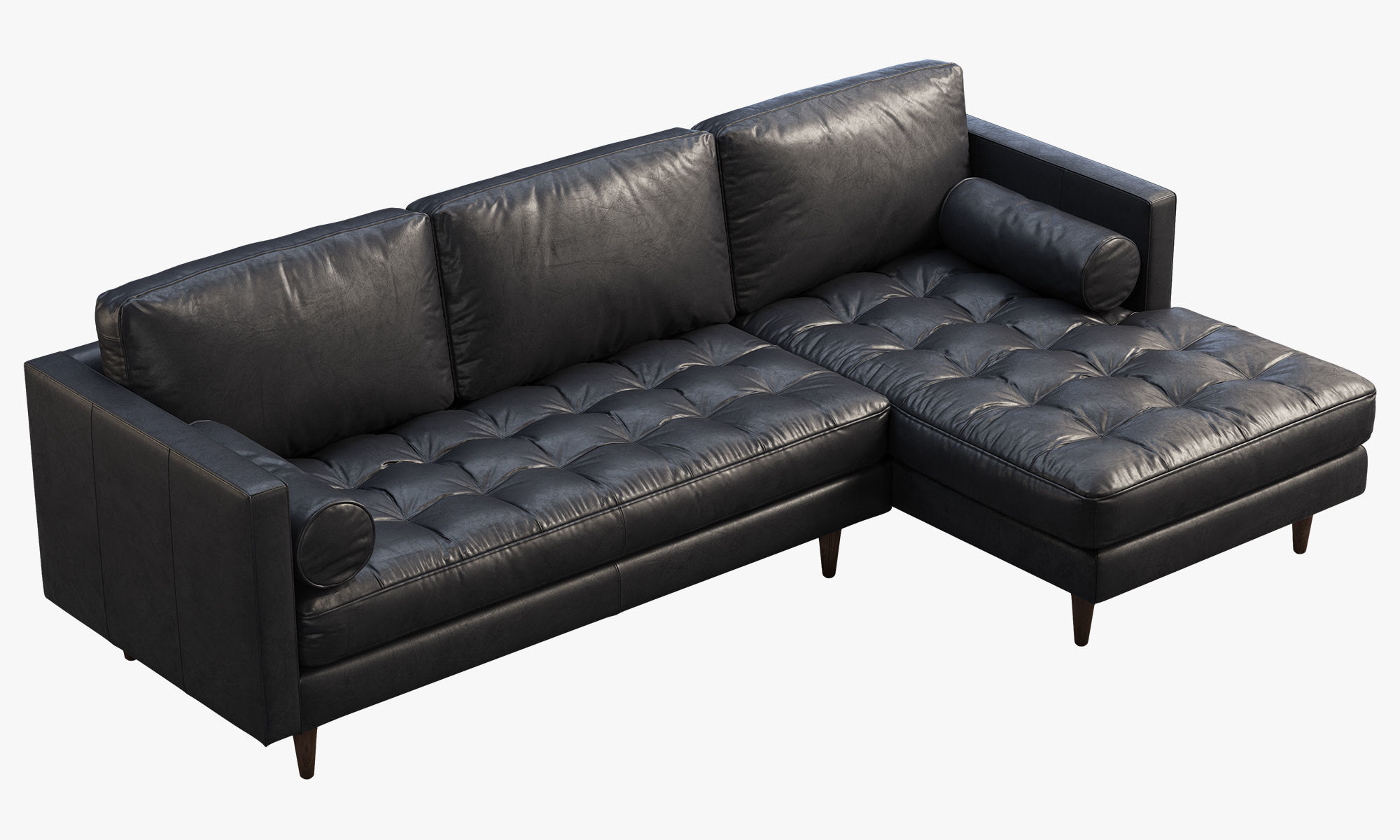 Joybird Briar Leather Sectional Sofa brown and black 3D model CGTrader