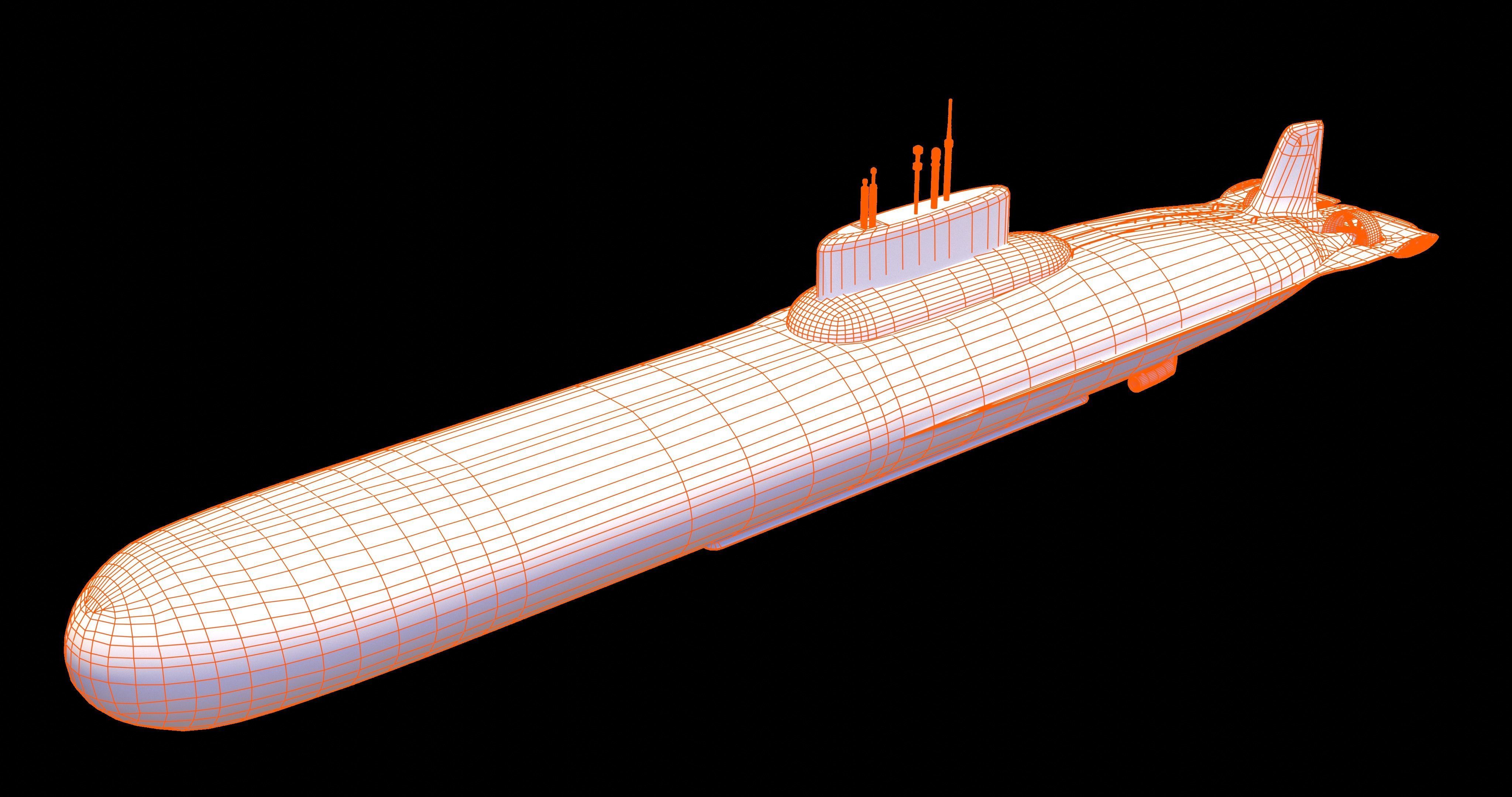3D model Typhoon Class Submarine Project 941 or Akula model VR / AR ...