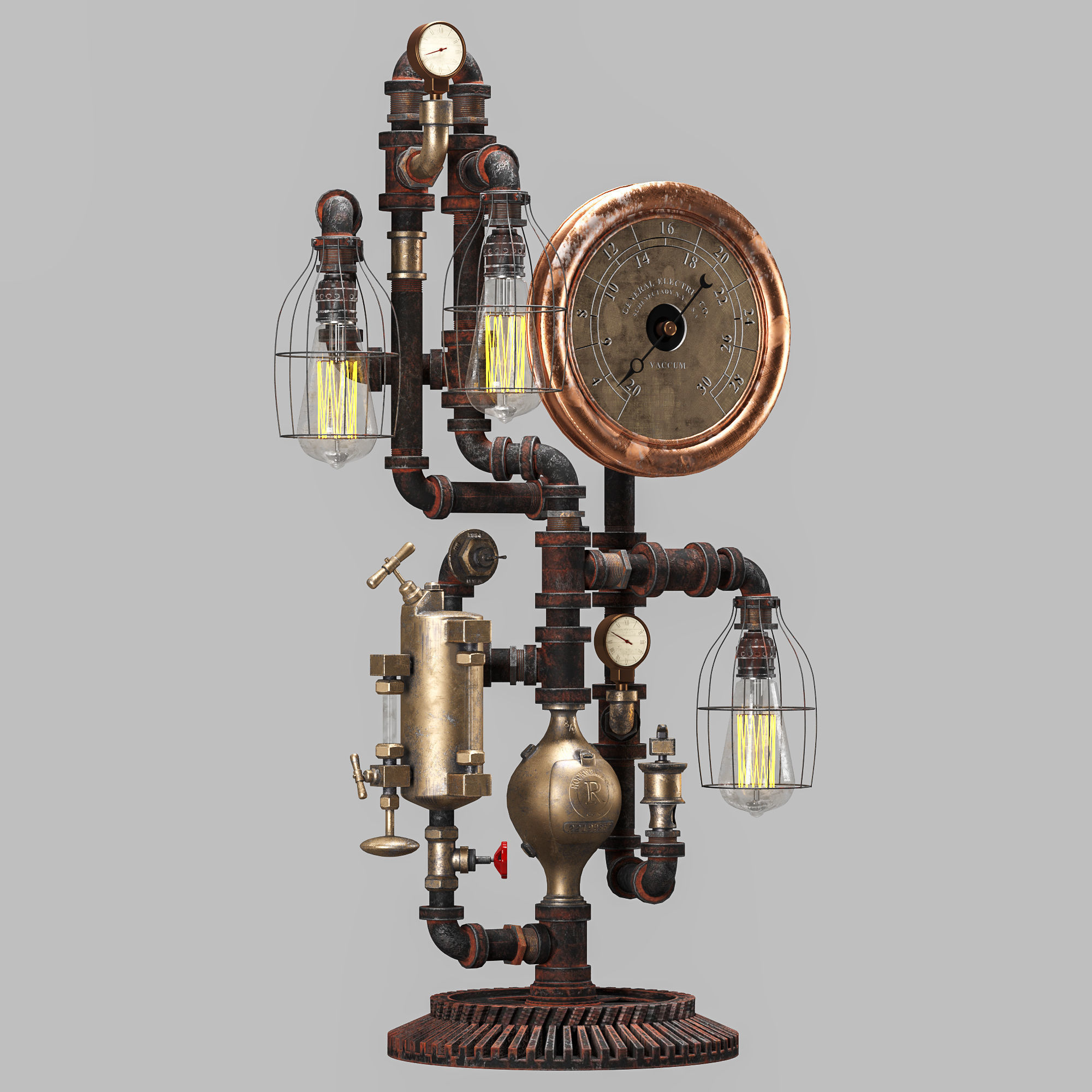Steam Gauge Lamp by machineagelamps 3D model CGTrader