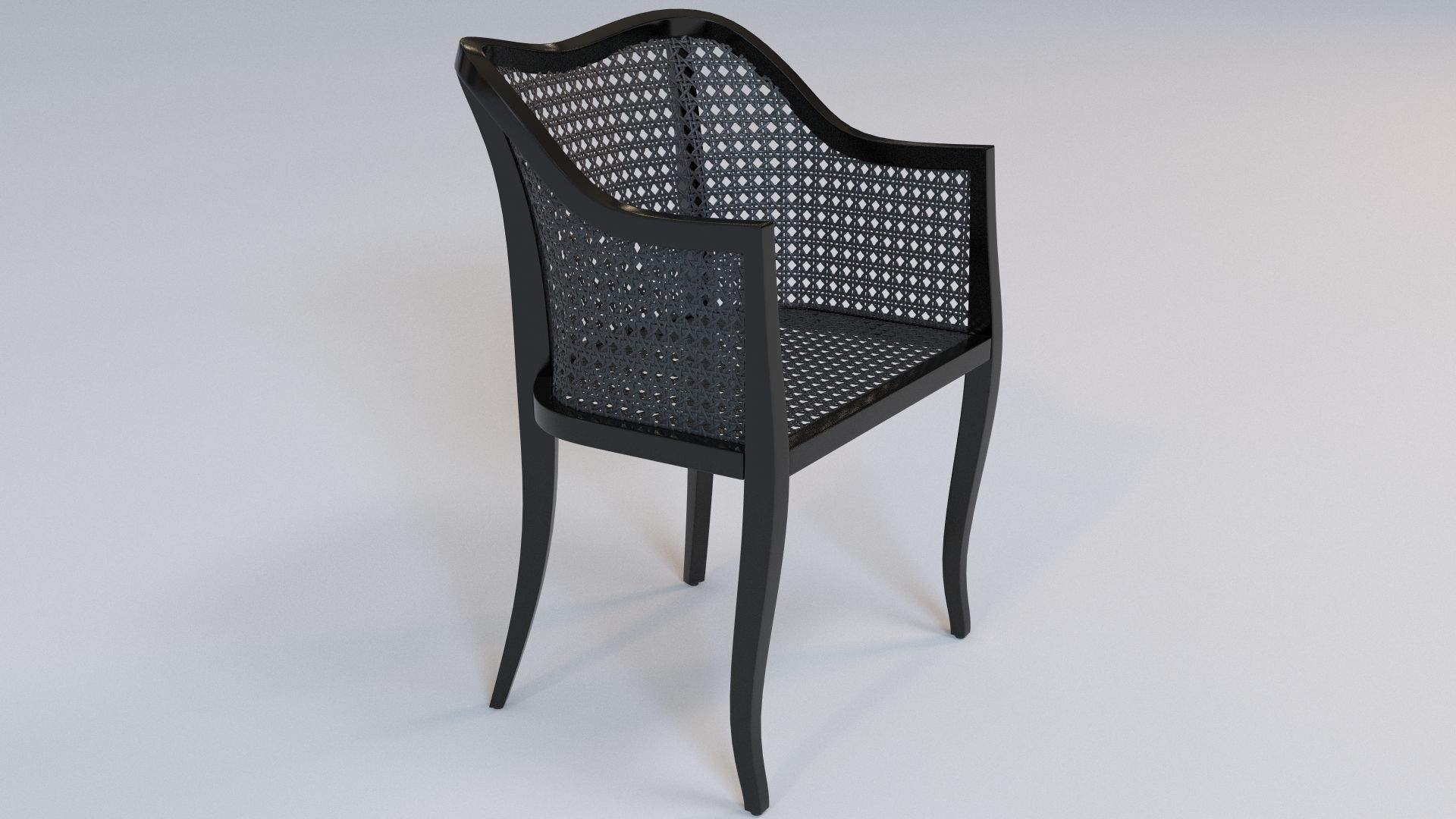 Tayabas Black Cane Side Chair 3D model CGTrader