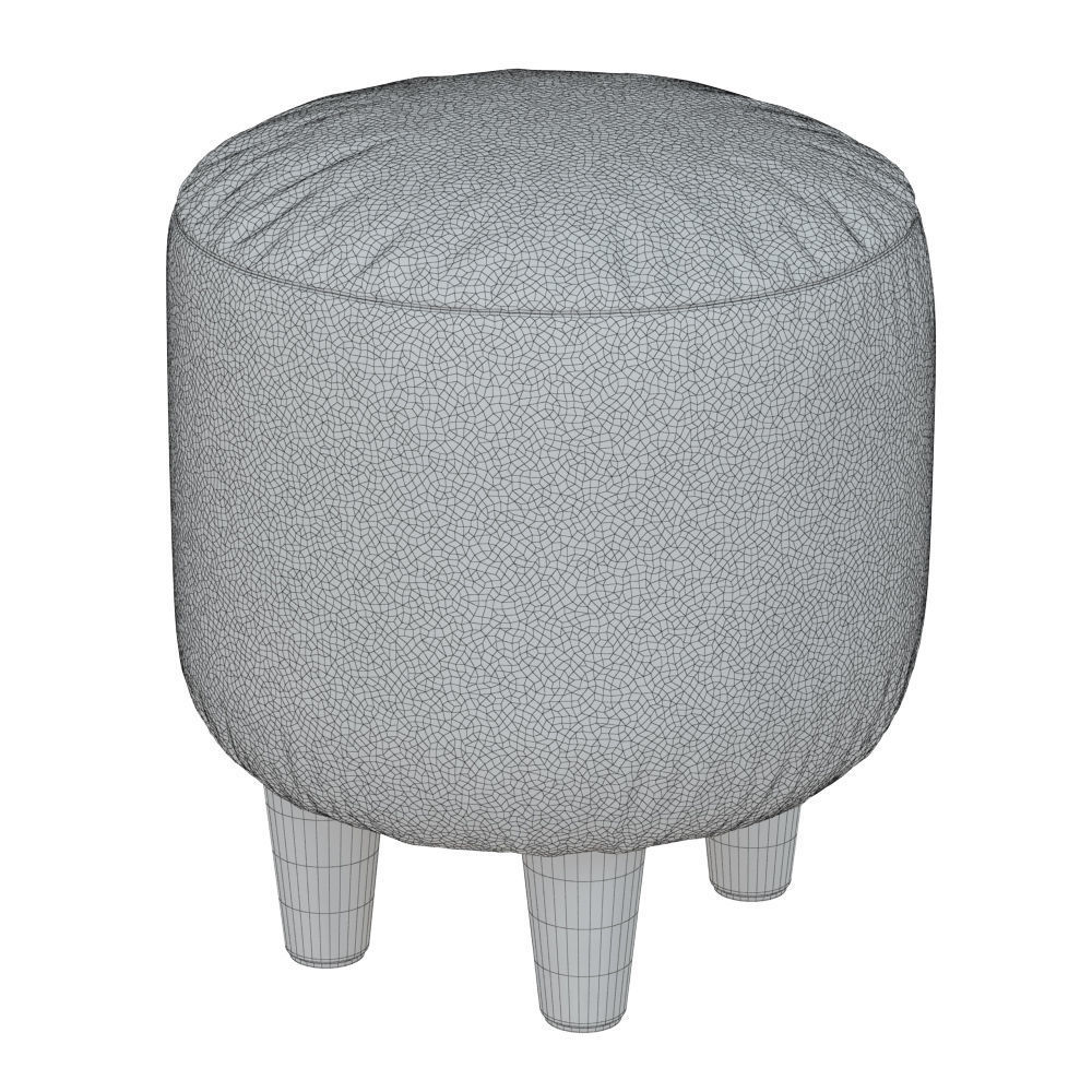 Round fur pouf with legs 3D model CGTrader