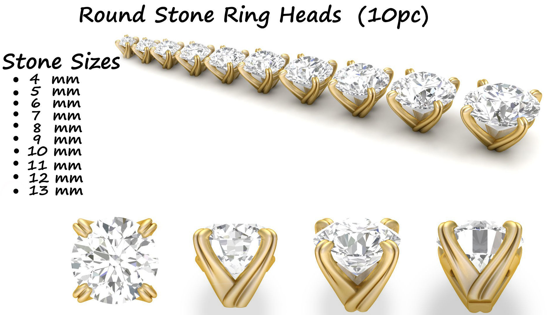 Ring Heads Type 11 10pc 3D model 3D printable CGTrader