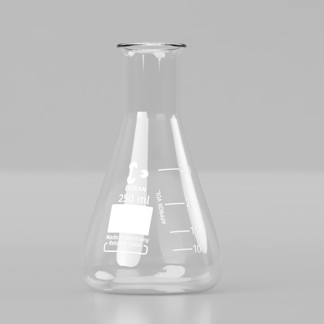 3D Schott Duran Erlenmeyer flask 250ml Scale very
