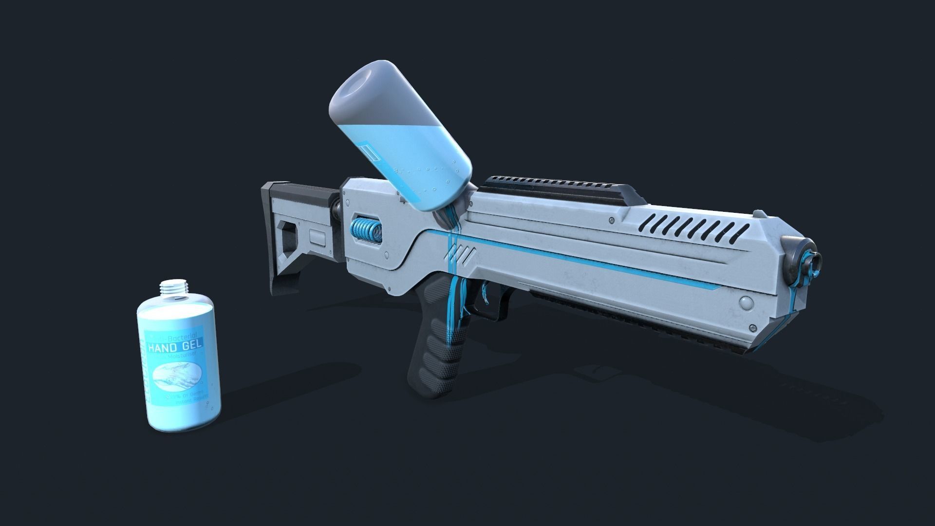 3D model Antibacterial Cleaning Rifle with Cartridges VR / AR / lowpoly CGTrader