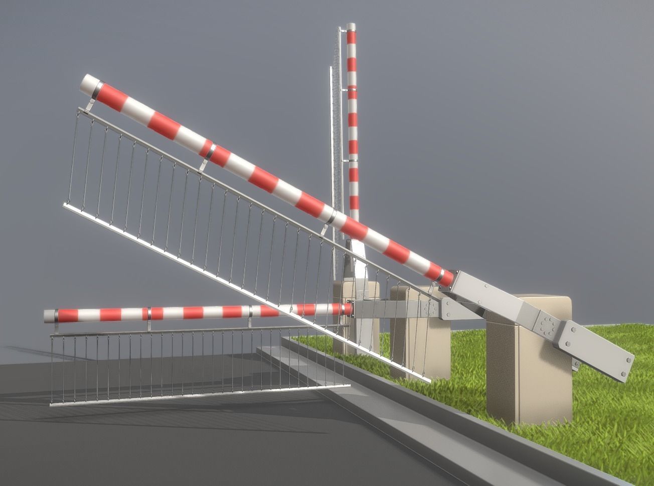 Railroad Barrier 3m HighPoly Version with 3D model 2