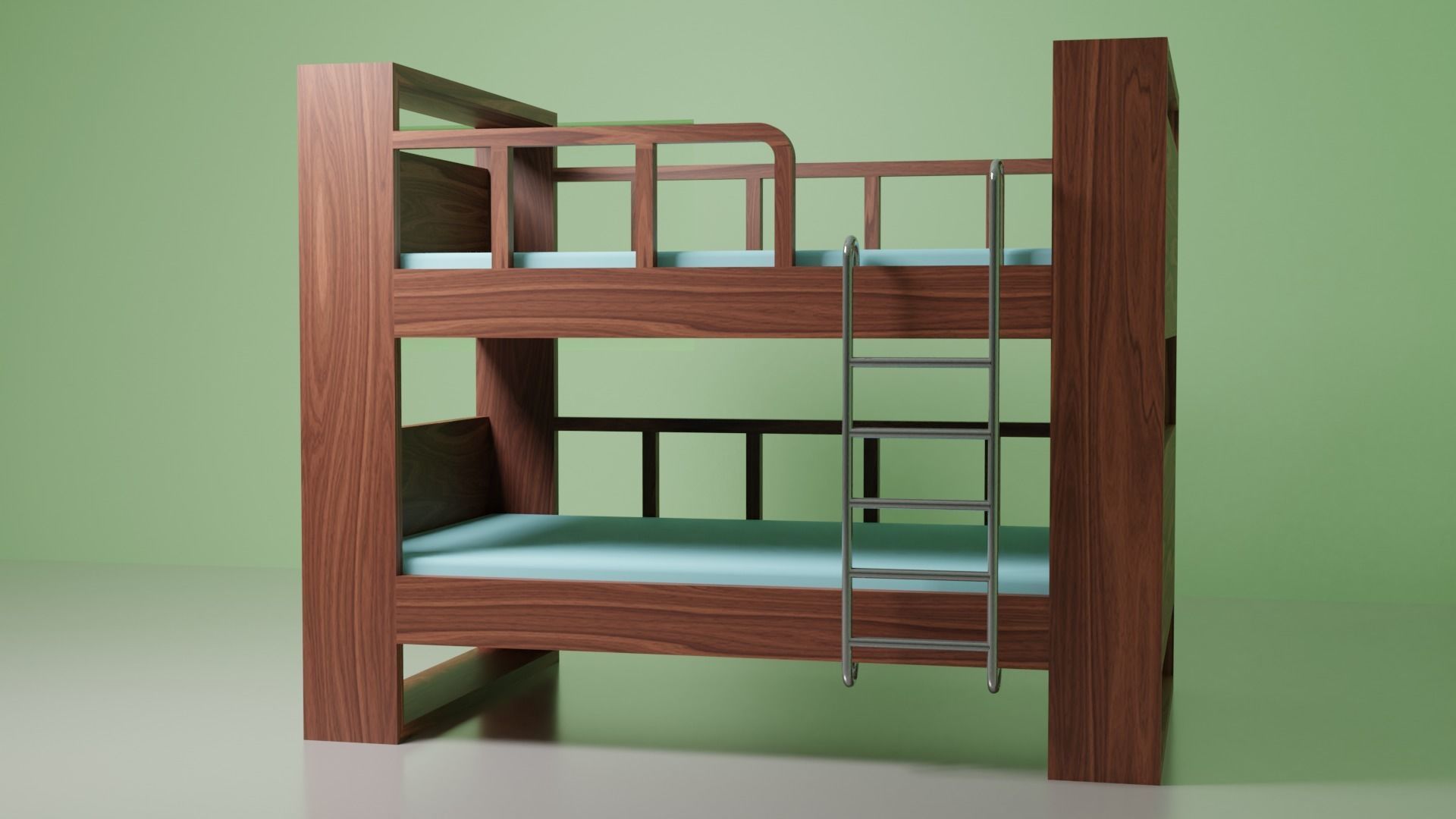 Wooden double storey bed for kids free 3D model CGTrader