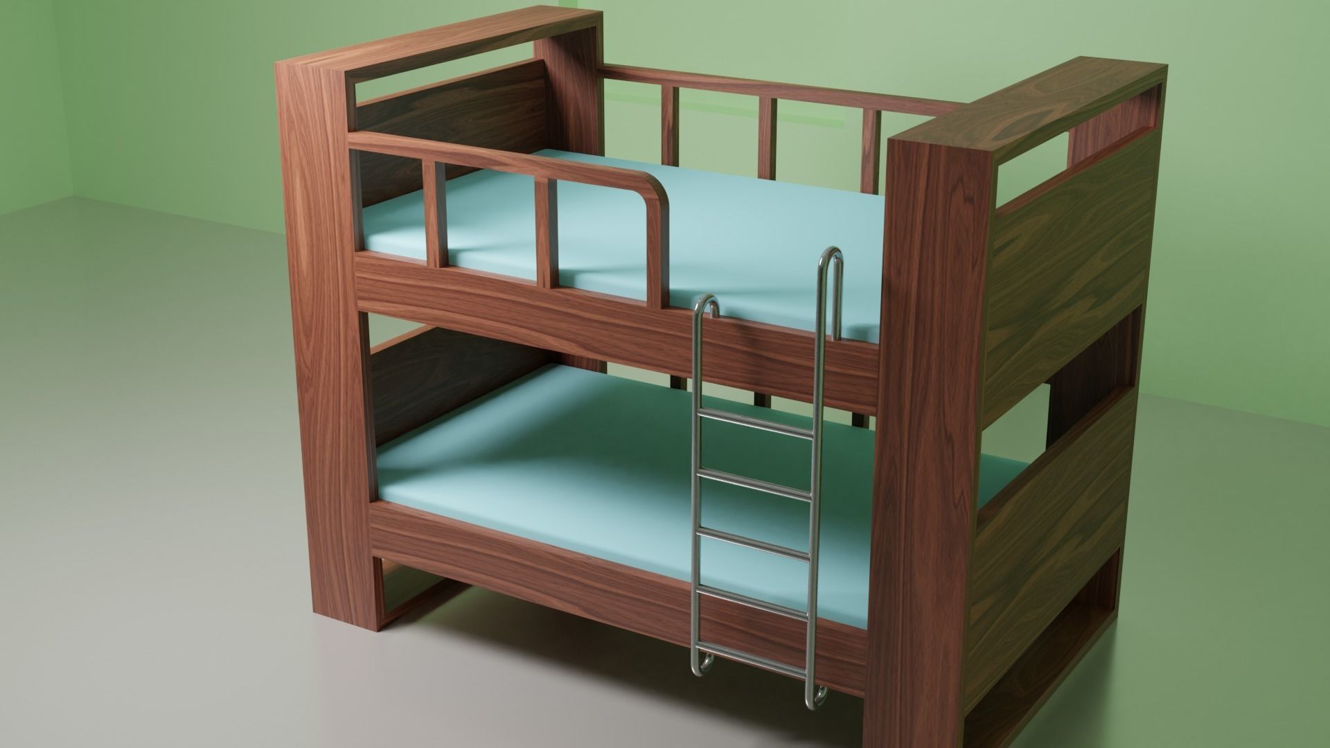 Wooden double storey bed for kids free 3D model CGTrader