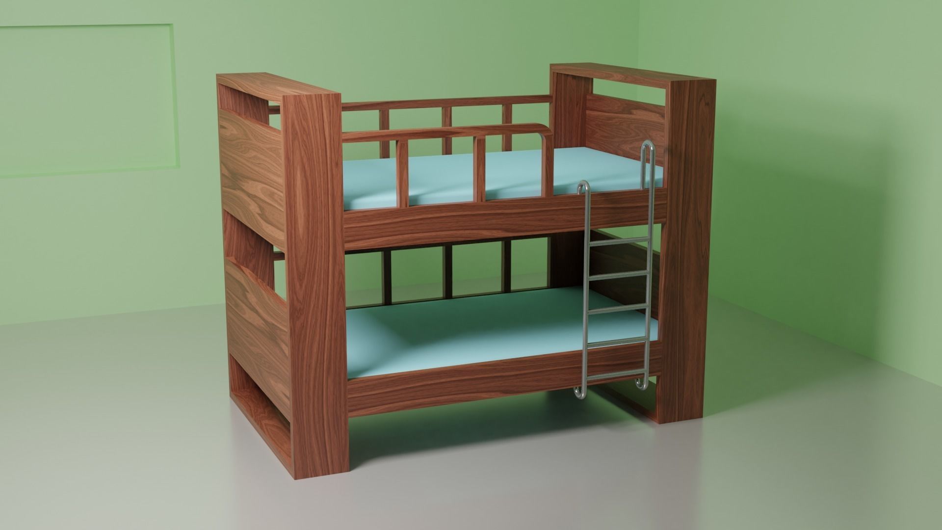 3D model Wooden double storey bed for kids CGTrader