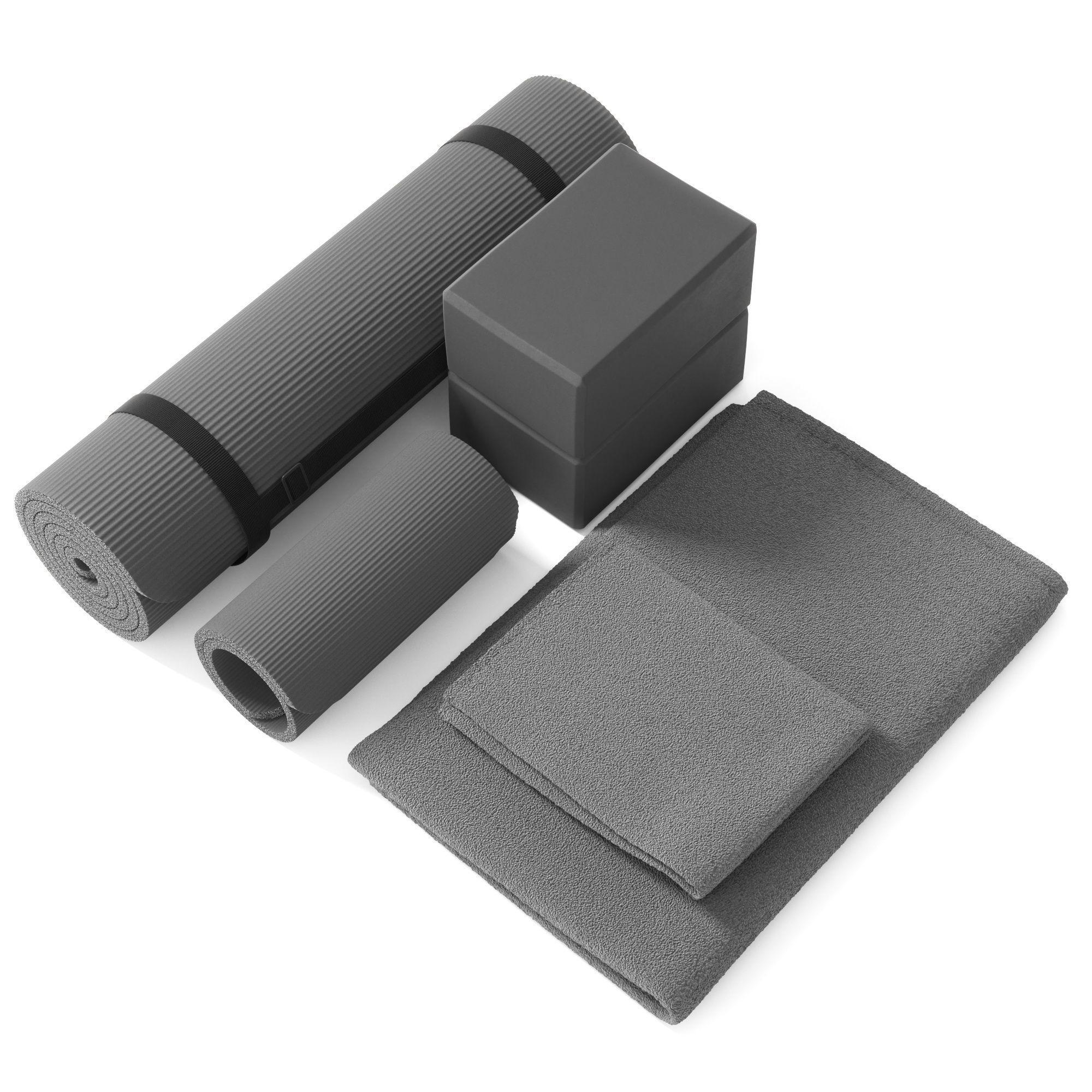 Yoga equipment set gray color 3D model CGTrader