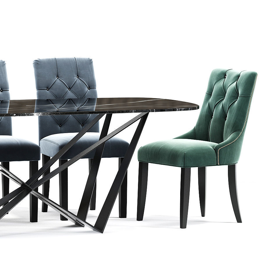 Preston Dining Chair Table 3D model CGTrader