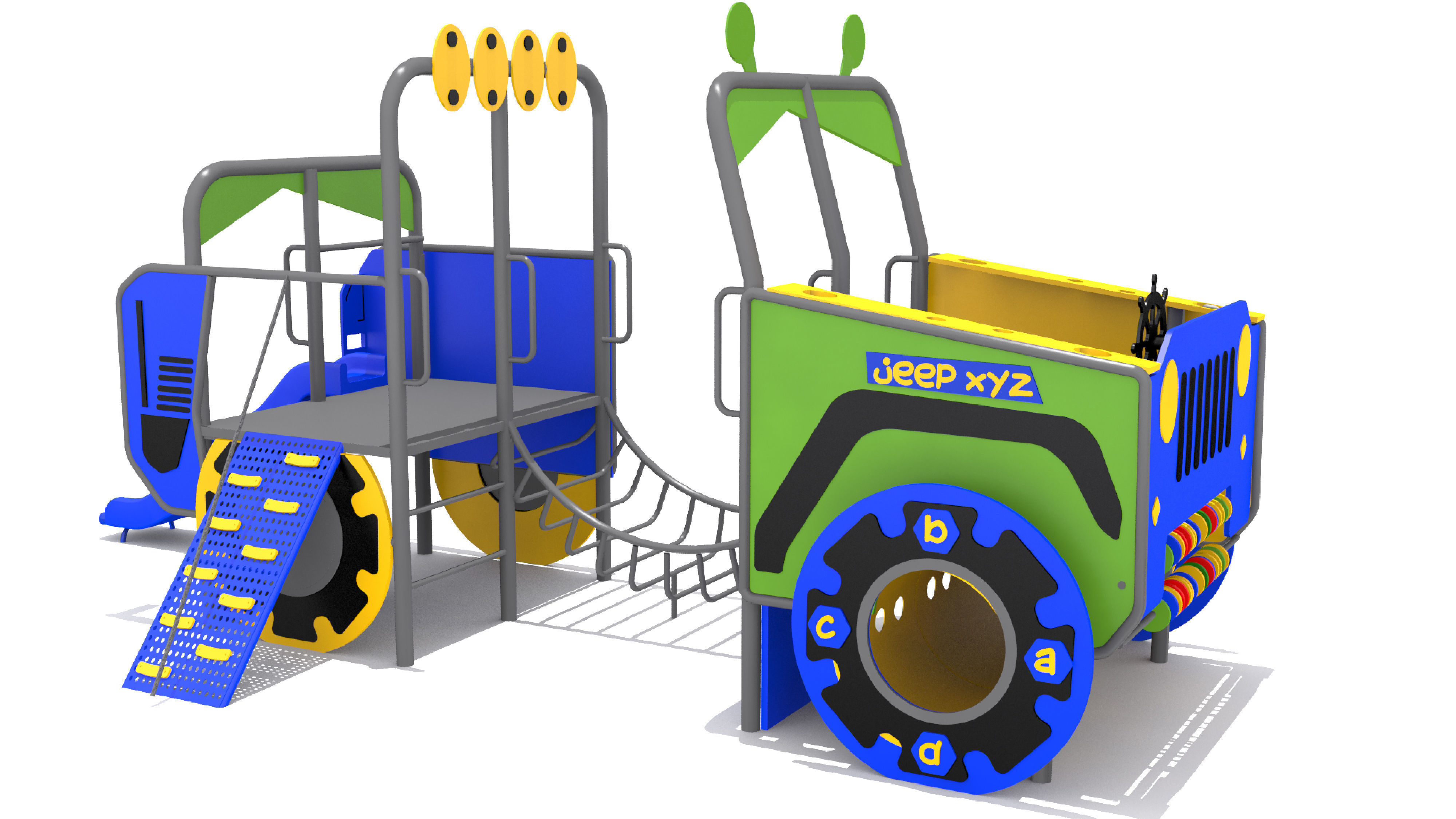 Playground Jeep Vehicle Playset 3D model animated rigged CGTrader