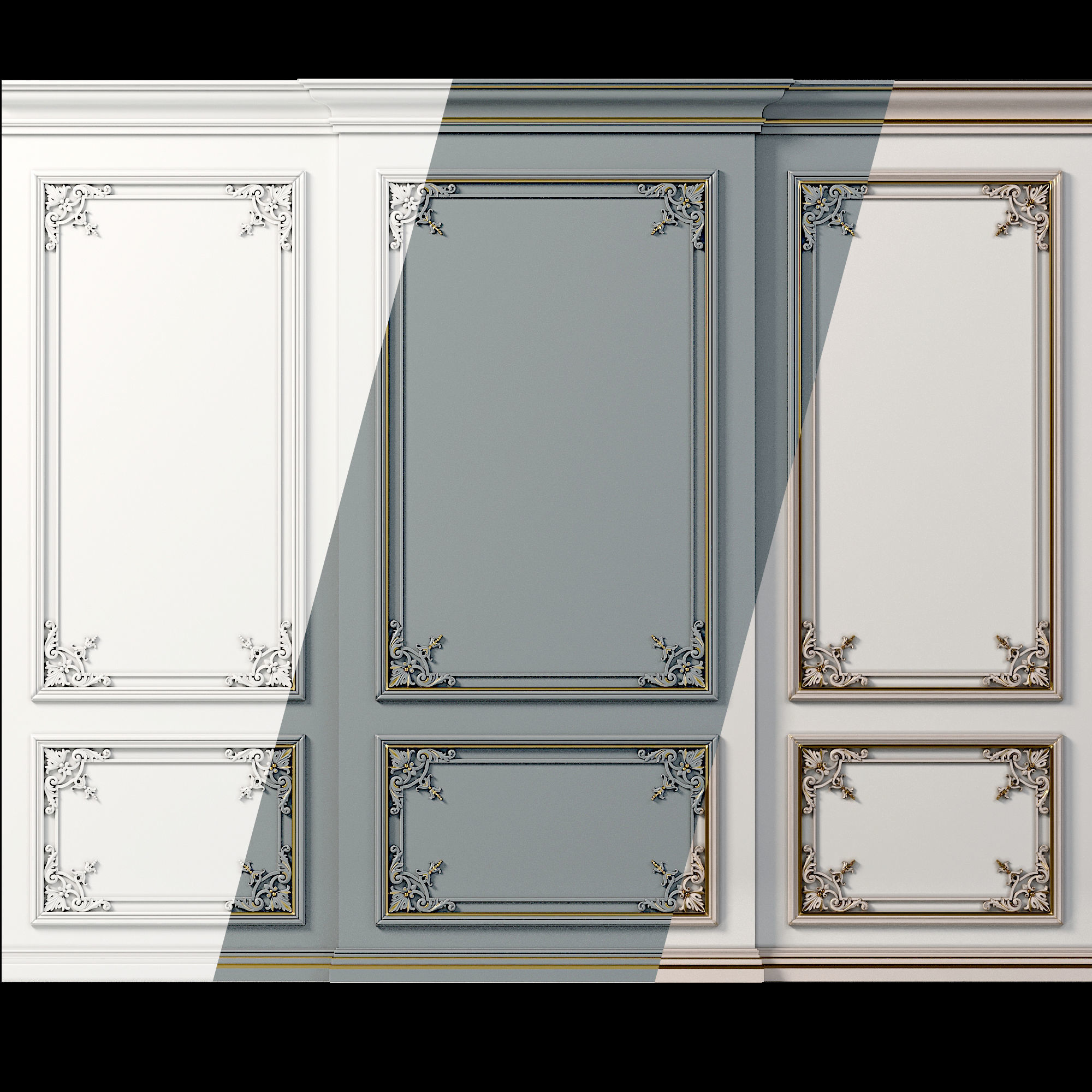 3D model wall molding 20 boiserie classic