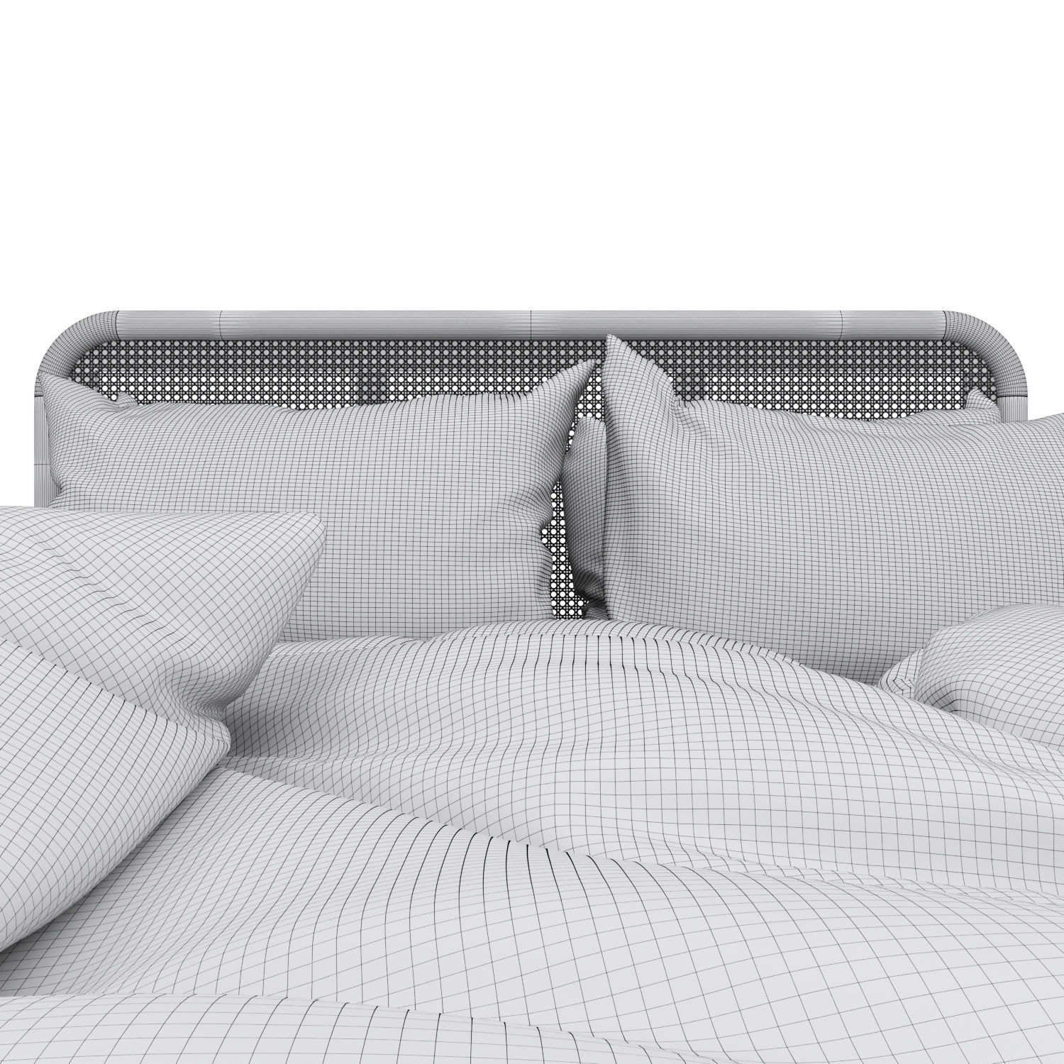 Norah Rattan Queen Bed 3D model CGTrader