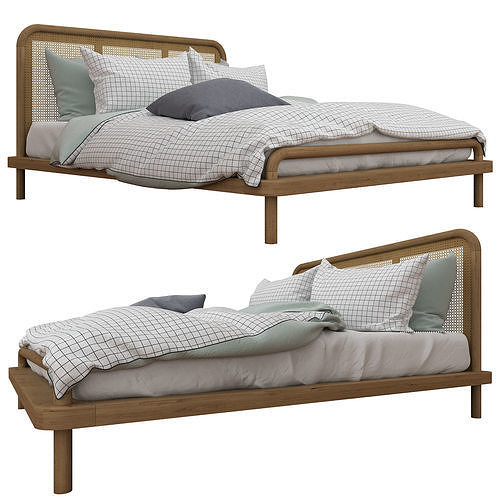 Norah Rattan Queen Bed 3D model CGTrader