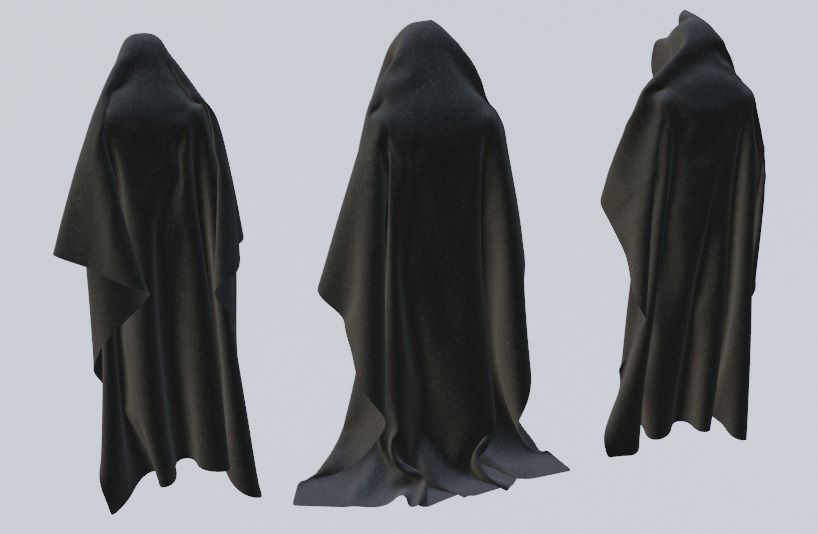 3 Black Hooded Capes free 3D model | CGTrader