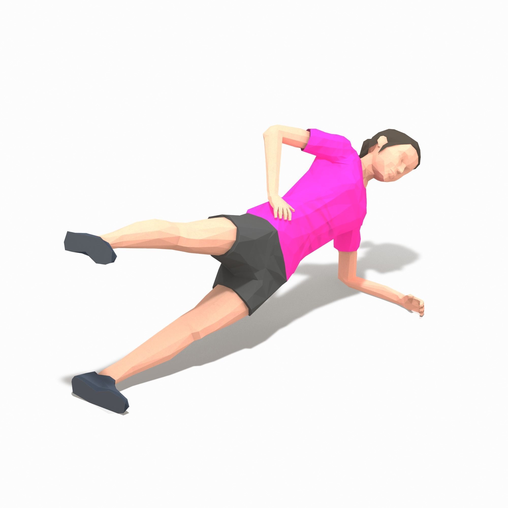 3D model Side Plank With Leg Raise Exercise Woman Animation VR / AR ...
