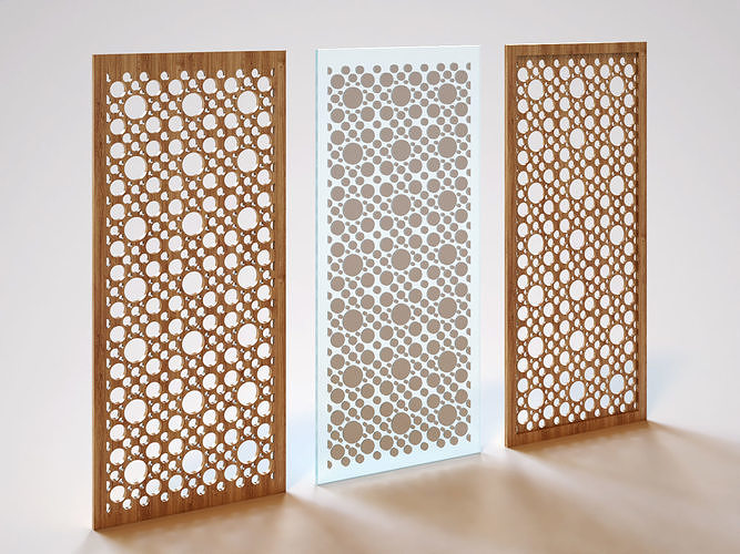 Partition wooden screen with lattice pattern 3D model | CGTrader