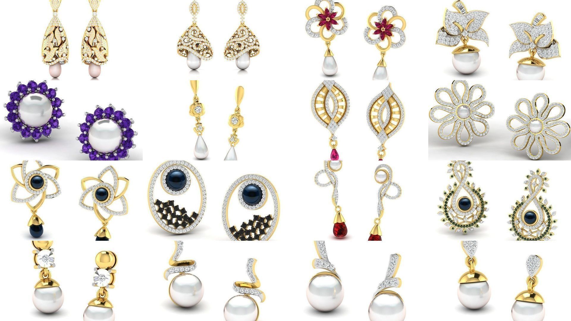 97 Women pearl earrings 3dm render detail