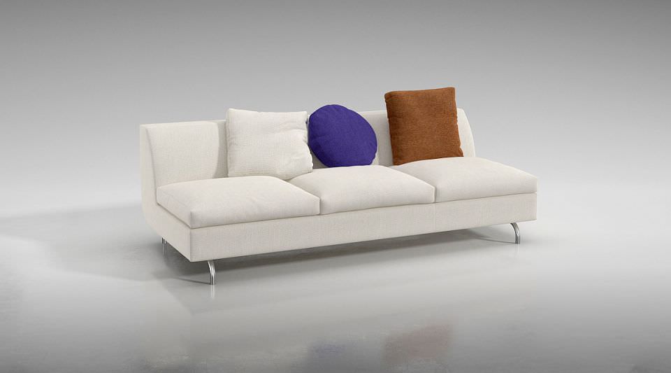 Cushioned Sofa Set With Pillows 3D model