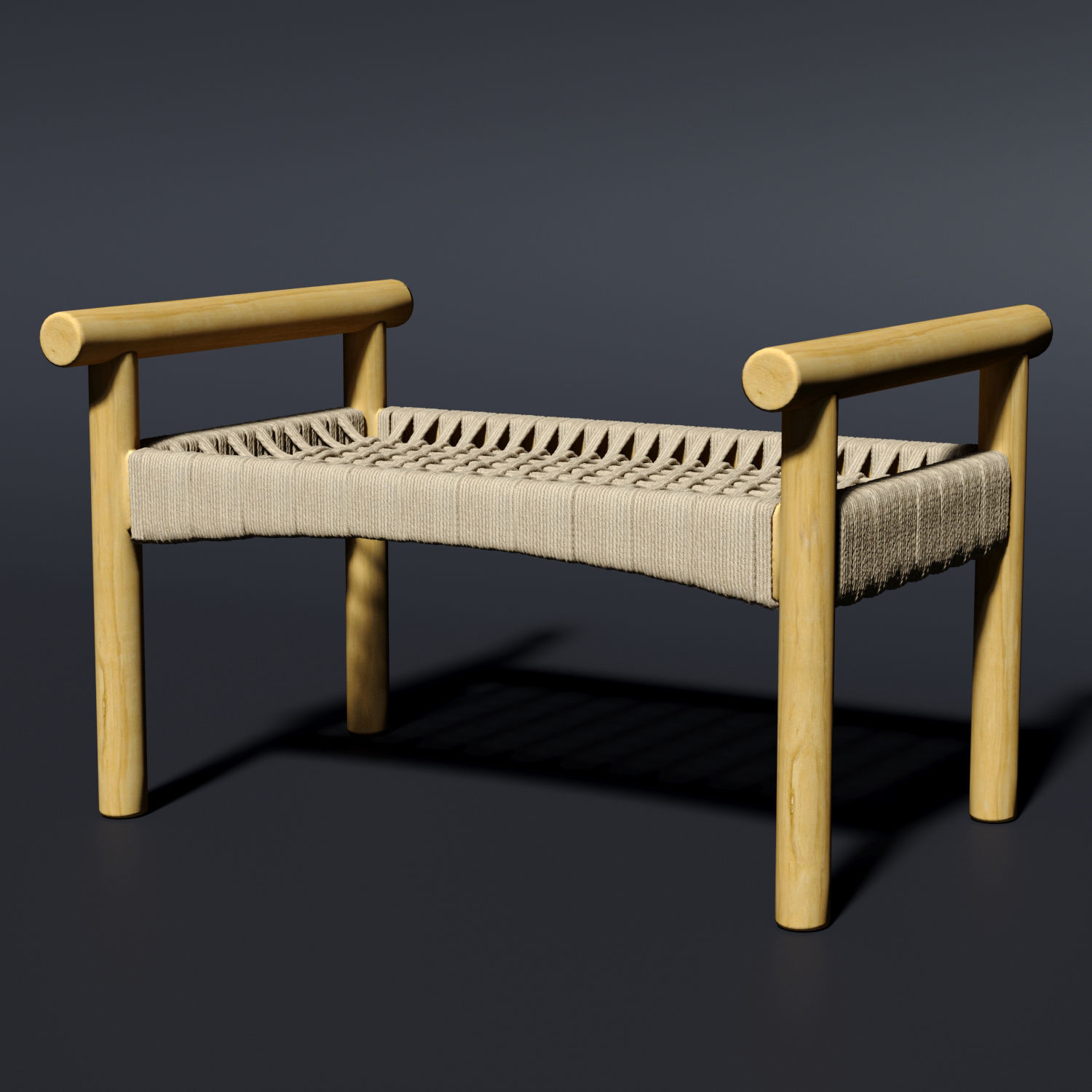 Wicker bench 3D model CGTrader
