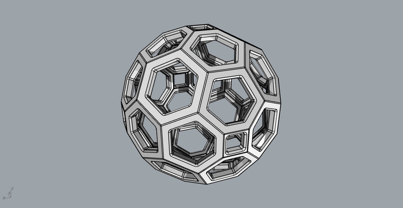 Wireframe Sphere Polyhedron Hexagon Solid 3D model 3D printable CGTrader