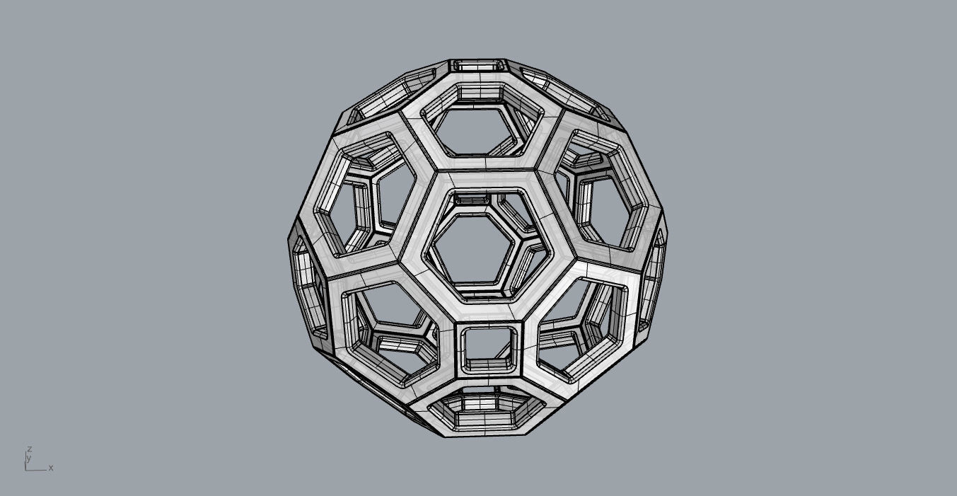 Wireframe Sphere Polyhedron Hexagon Solid 3D model 3D printable CGTrader