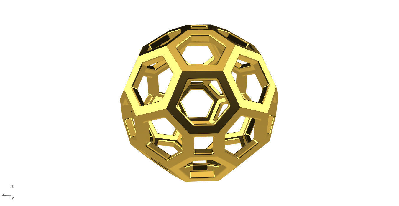 Wireframe Sphere Polyhedron Hexagon Solid 3D model 3D printable CGTrader