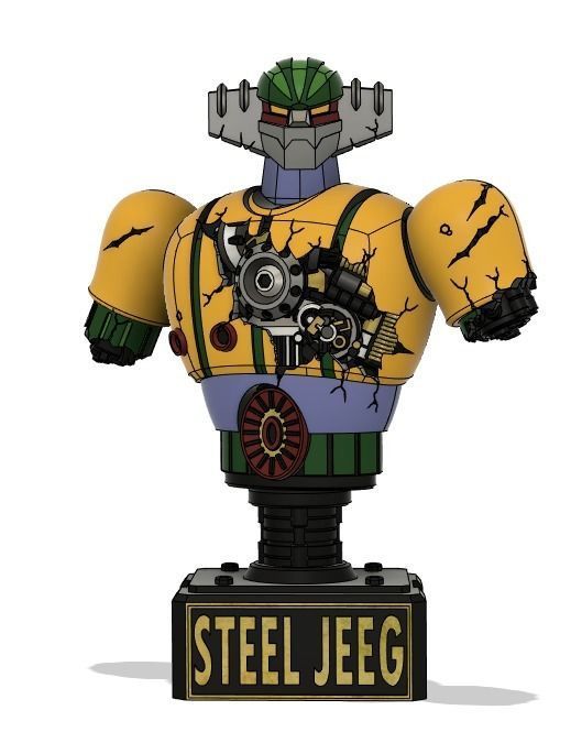 steel jeeg battle damaged bust figure 3d model
