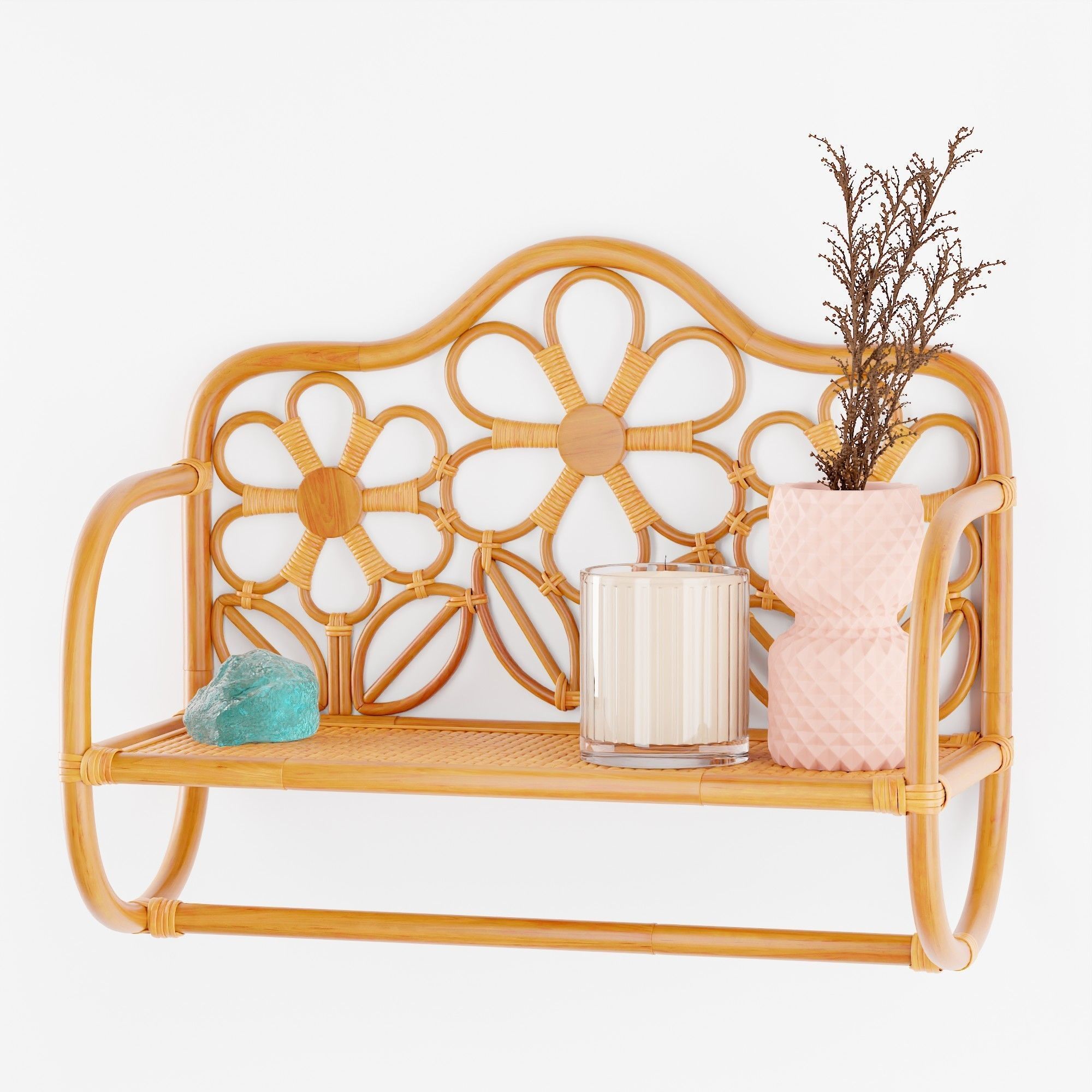 Rattan Daisy Wall Shelf 3D model CGTrader