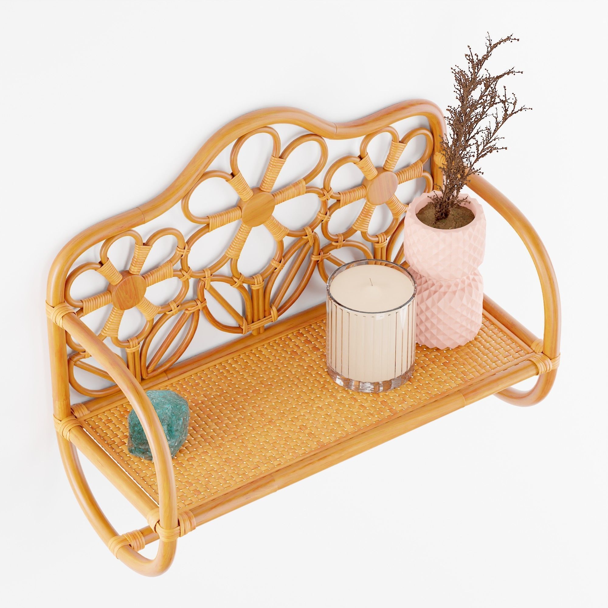 Rattan Daisy Wall Shelf 3D model CGTrader