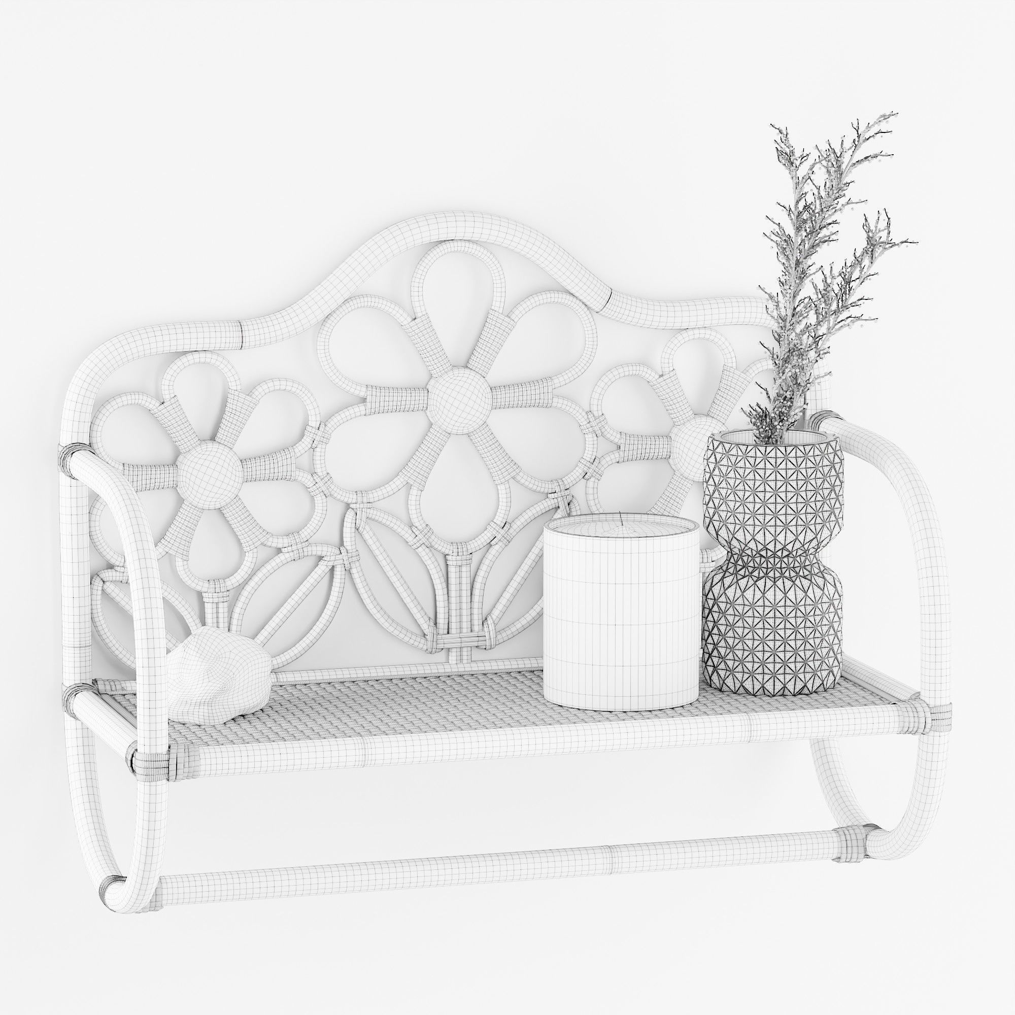 Rattan Daisy Wall Shelf 3D model CGTrader