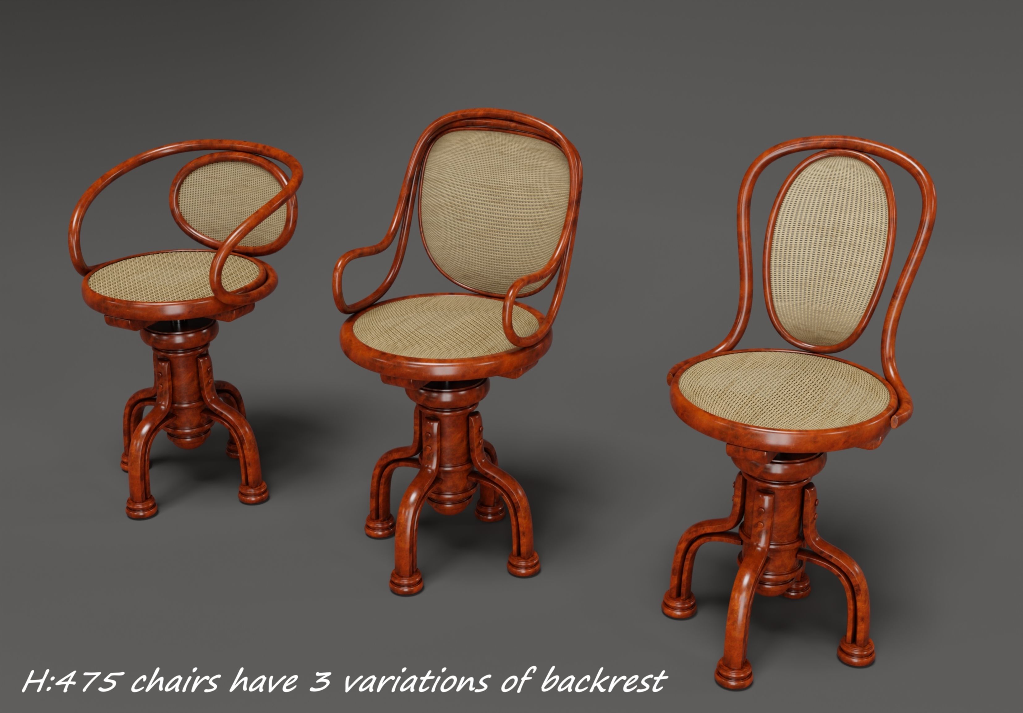 3D model Curved Wood Chairs VR / AR / lowpoly CGTrader