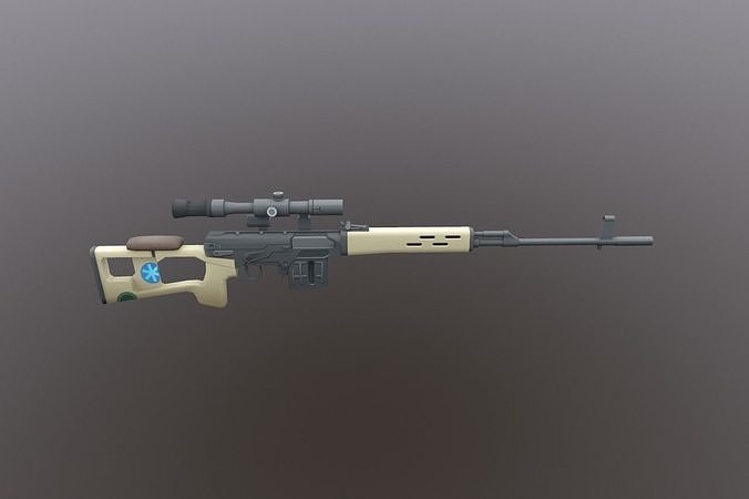 Dragunov SVD Low Poly Mobile Game Ready model Low-poly 3D model