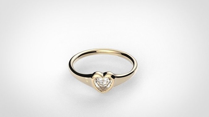 Modern Heart Bezel ring printable 3D model 3D model 3D printable | CGTrader
