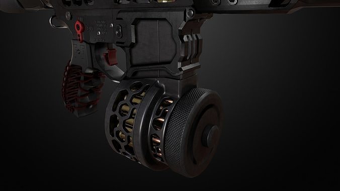 3D Model Skeletonized AR 15 Drum Magazine VR AR Low poly CGTrader