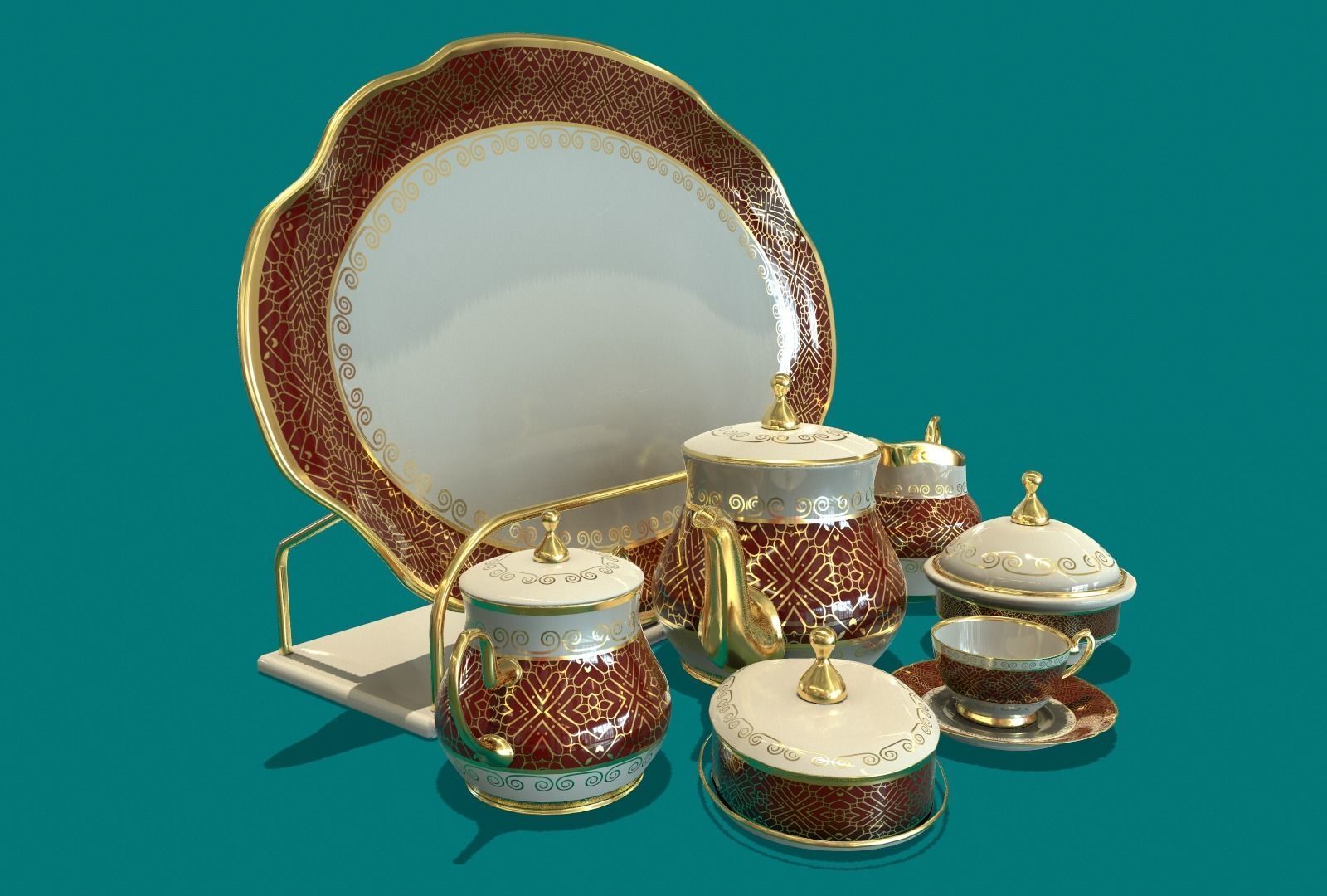 Porcelain Tea set15 3D model CGTrader