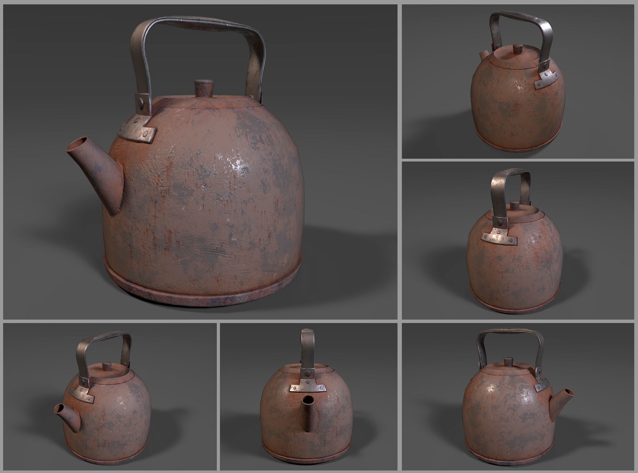 Old Stylized Rusty Kettle 3D model realtime CGTrader