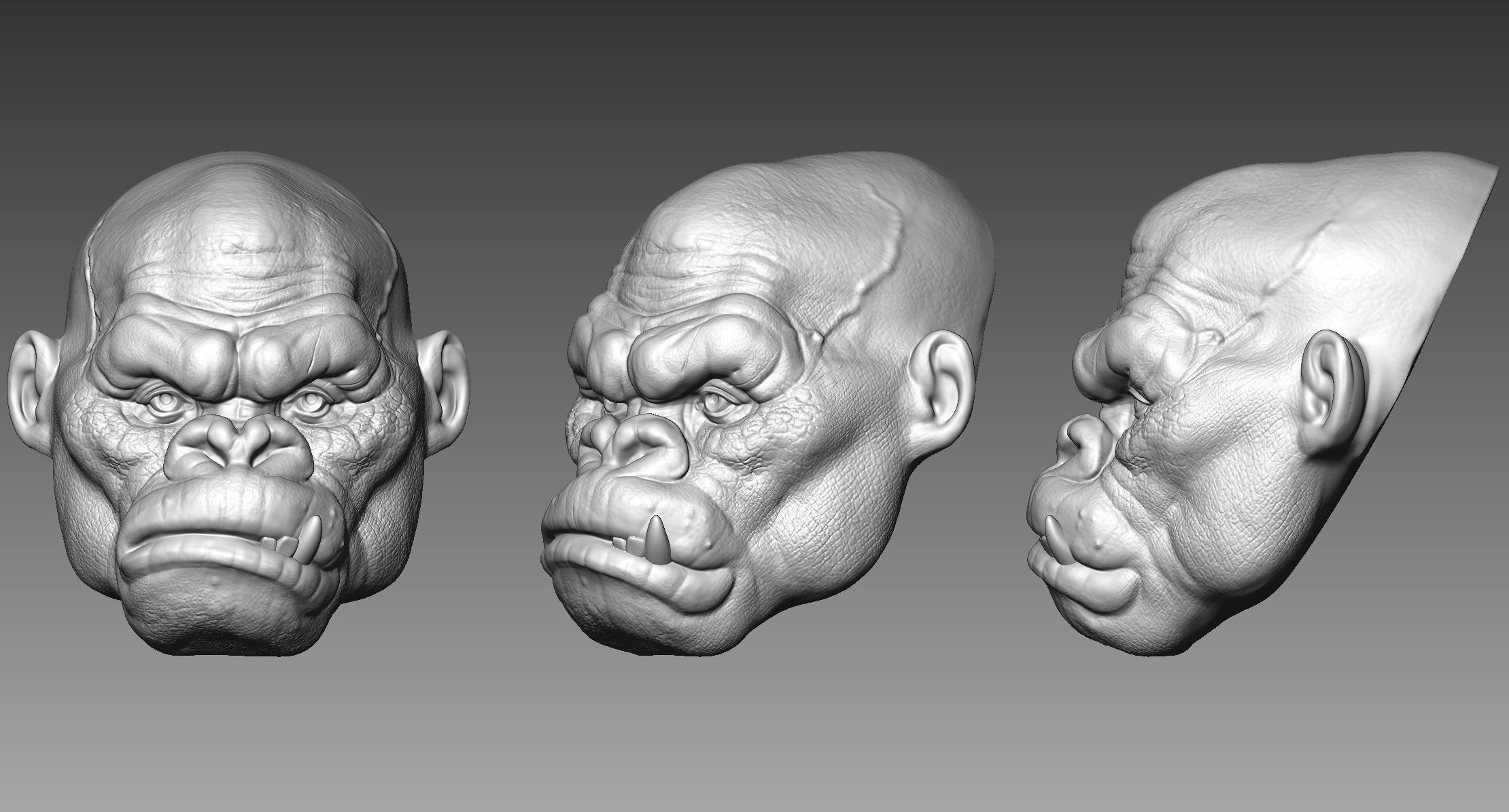 Gorilla Head 3D model 3D printable | CGTrader