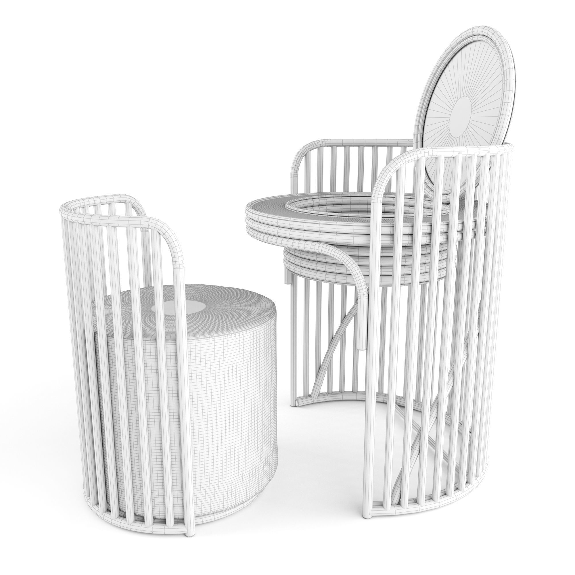 Elise Vanity And Stool Set 3D model CGTrader