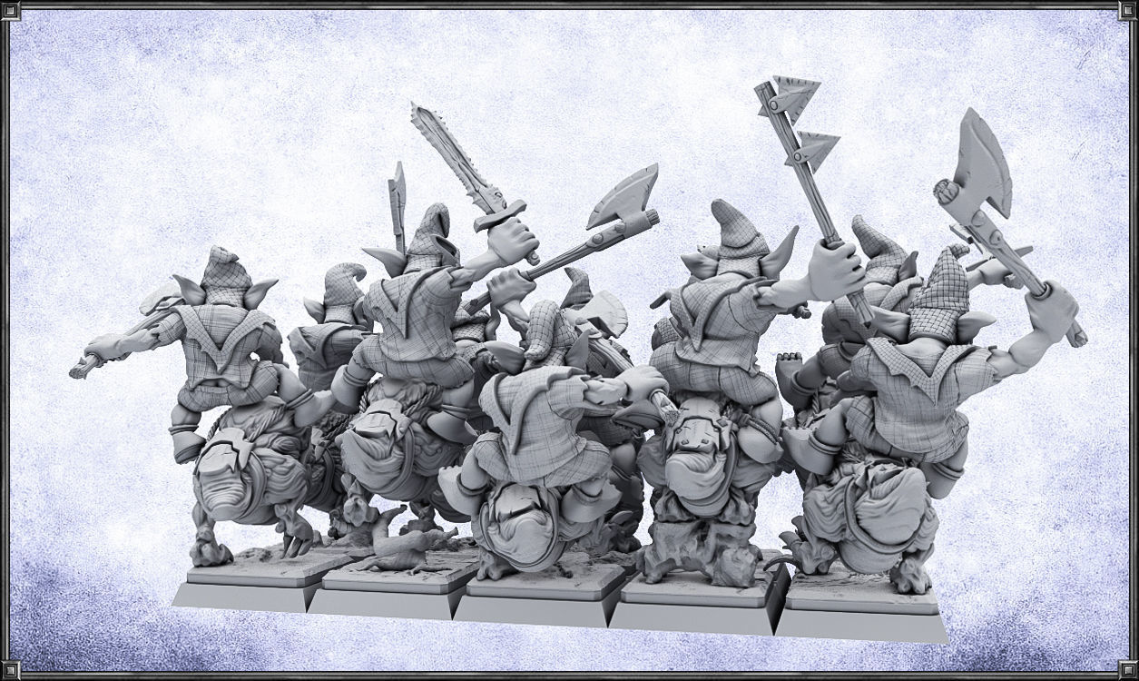 Goblin Squig Riders -UNIT- 28mm Miniatures 3D model 3D printable | CGTrader